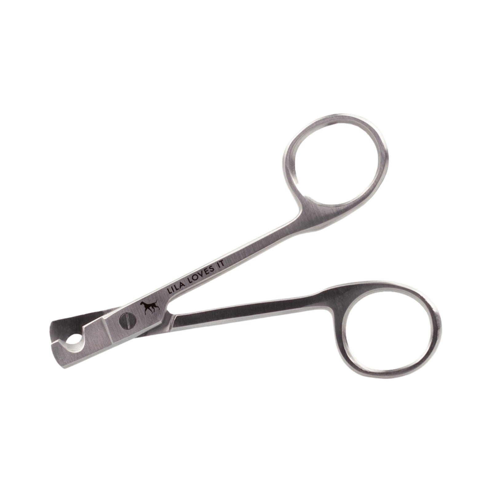Silver nail scissors with two finger rings made of stainless steel
