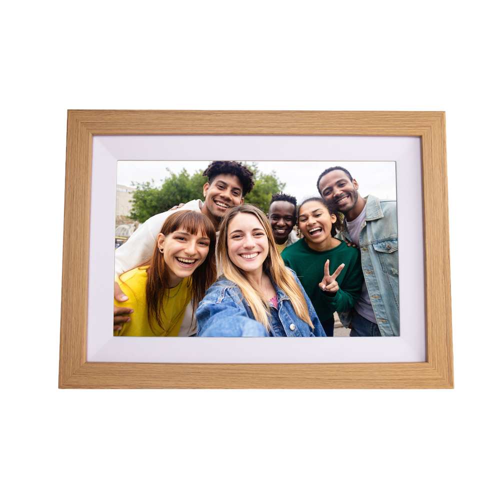 BeHello Digitale fotolijst met Frameo app 16GB licht eikenhout