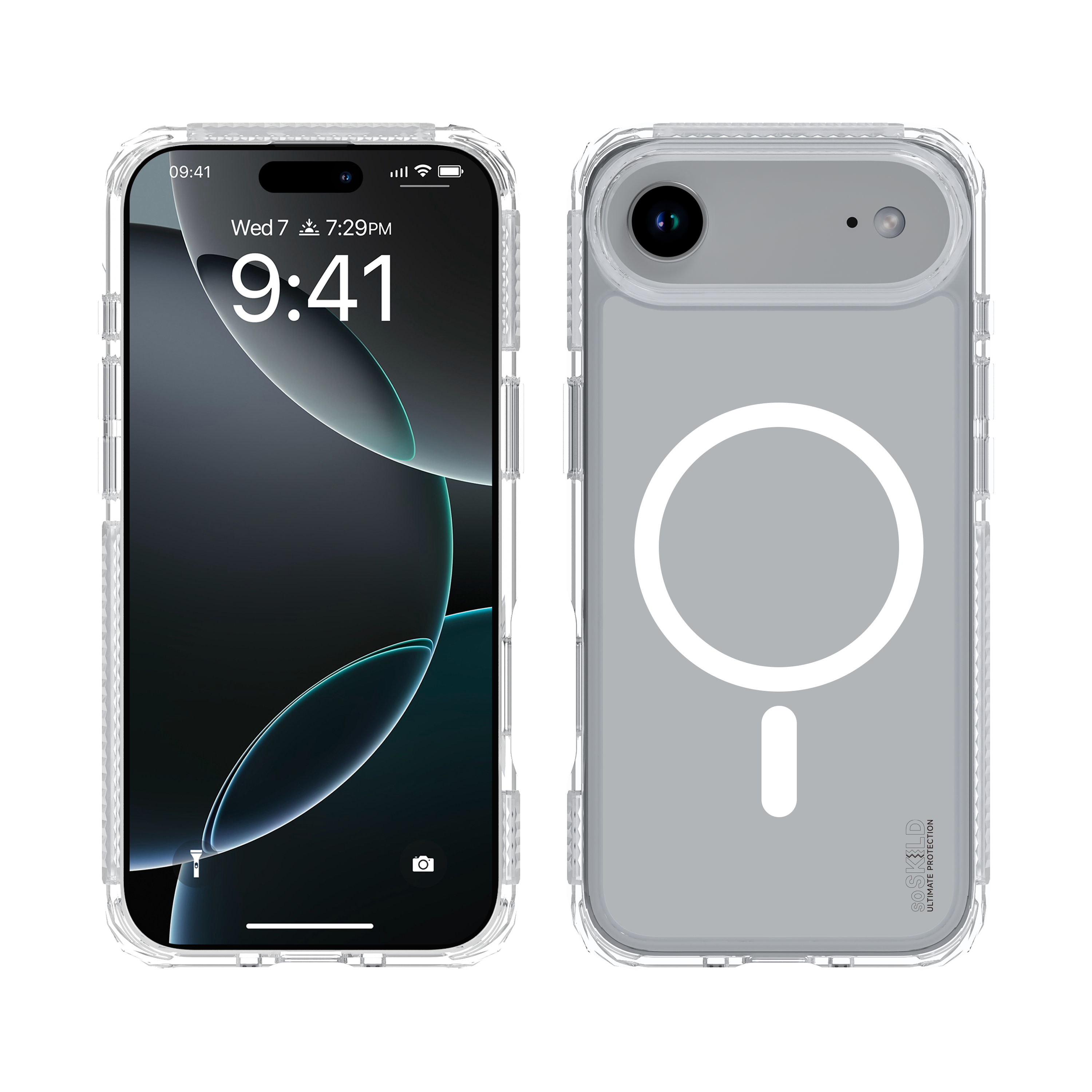 SoSkild iPhone Air Defend heavy impact case met magnetische ring transparant
