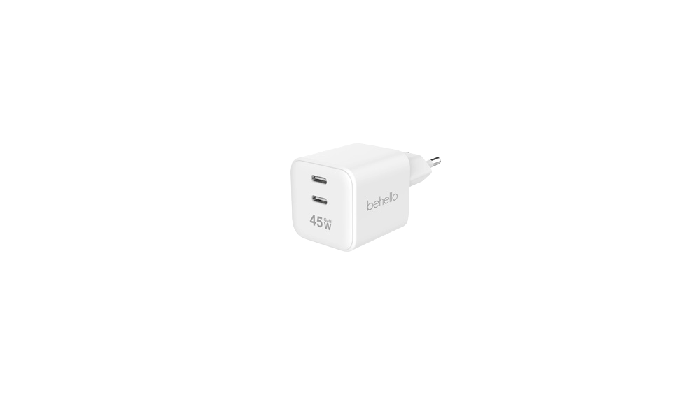 BeHello Oplader 45W GaN met 2 USB-C poorten wit