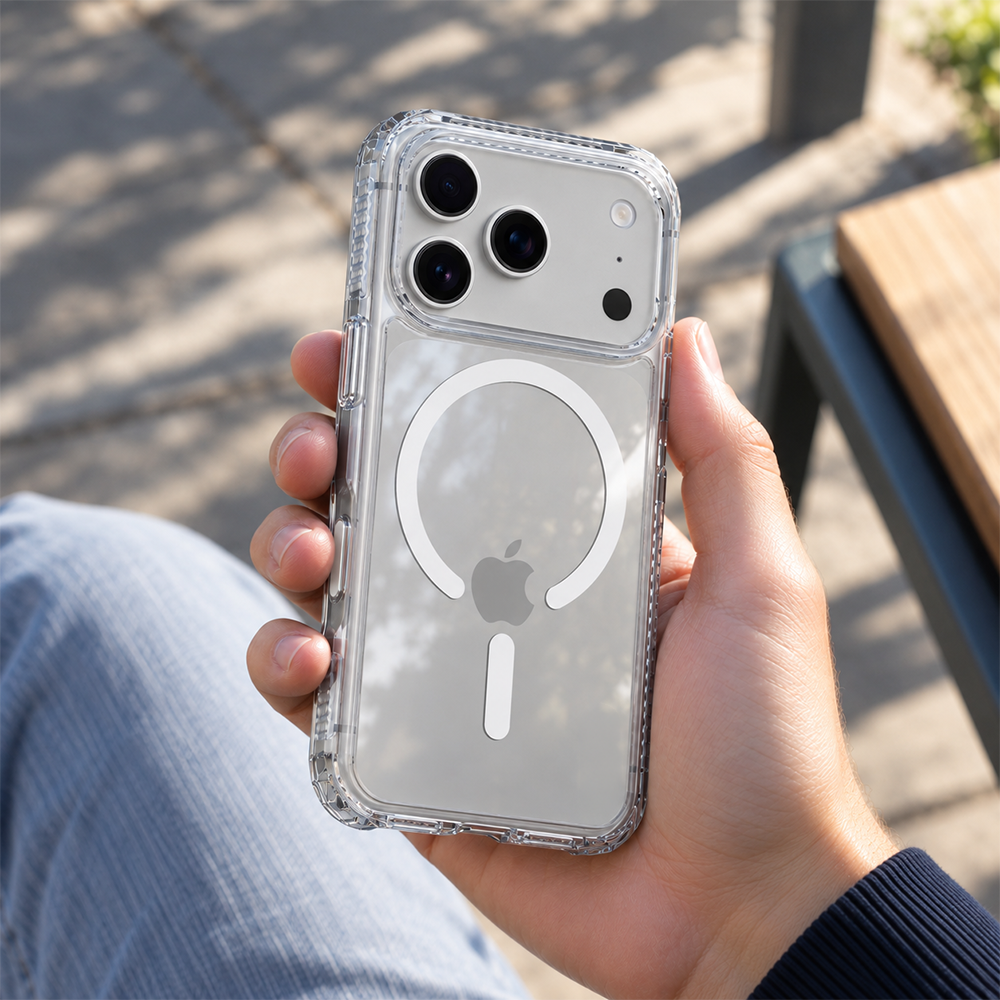 SoSkild iPhone 18 Pro Max / 17 Pro Max Defend heavy impact case met magnetische ring transparant