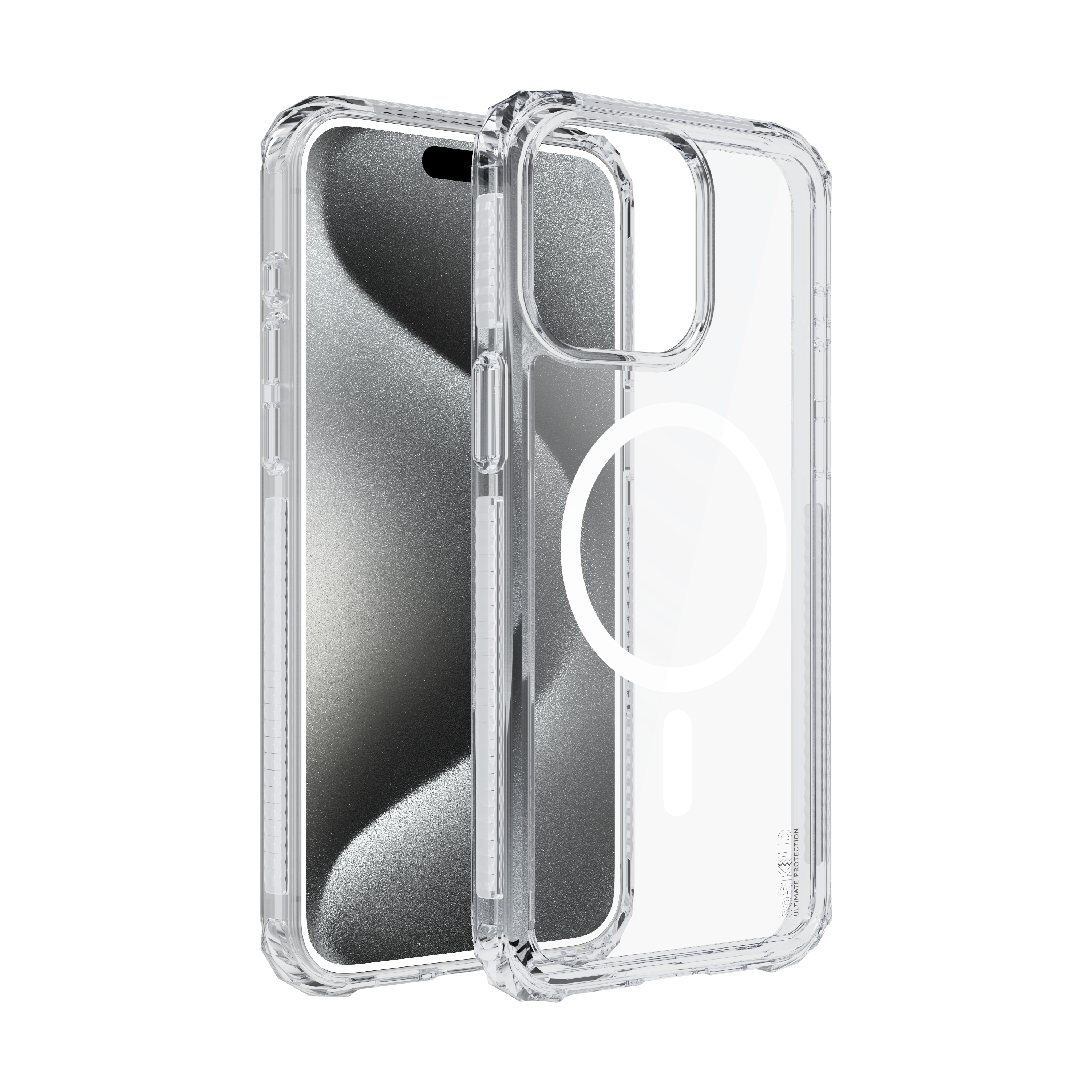 SoSkild iPhone 15 Pro Max Defend heavy impact case met magnetische ring transparant