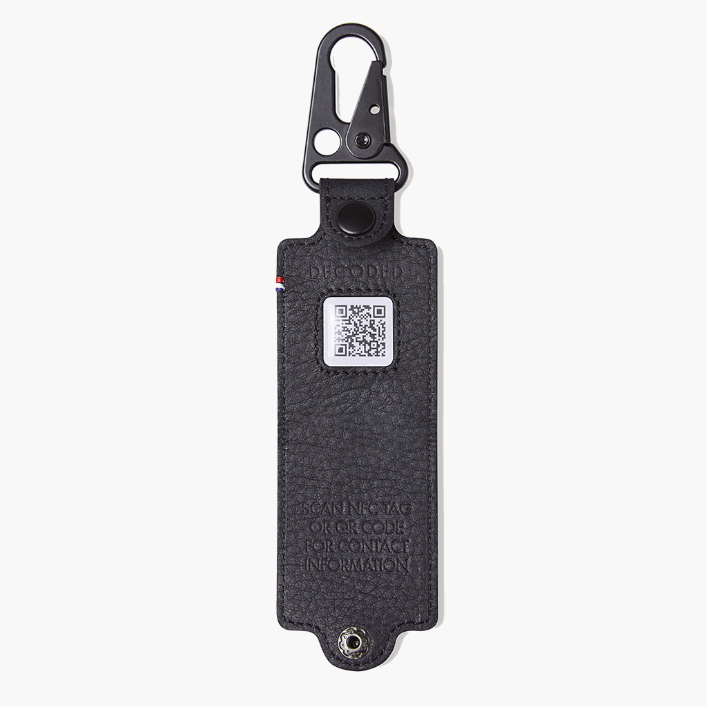 Decoded Leren bagagelabel NFC chip zwart