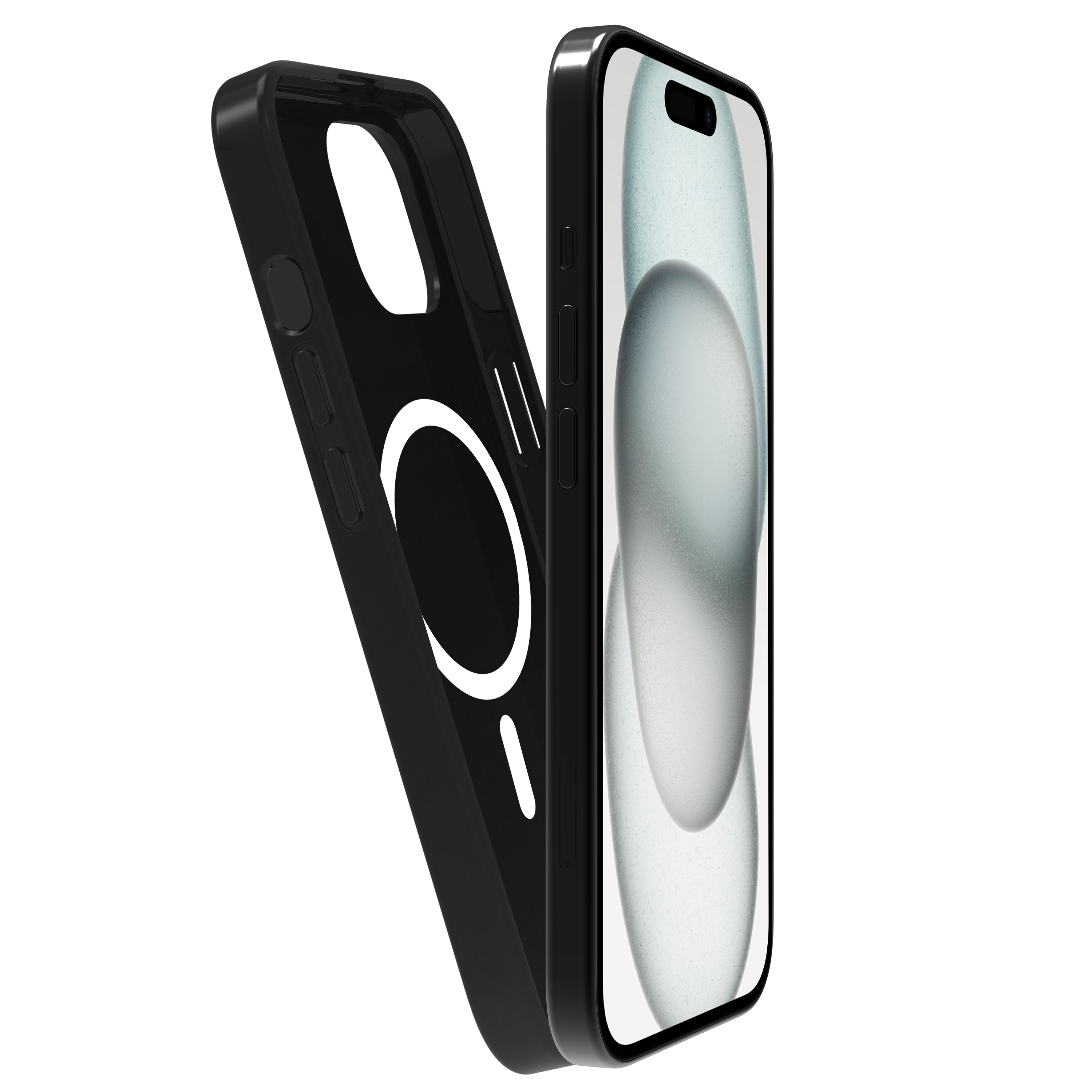 BeHello iPhone 15 Plus Soft touch case met magnetische ring zwart