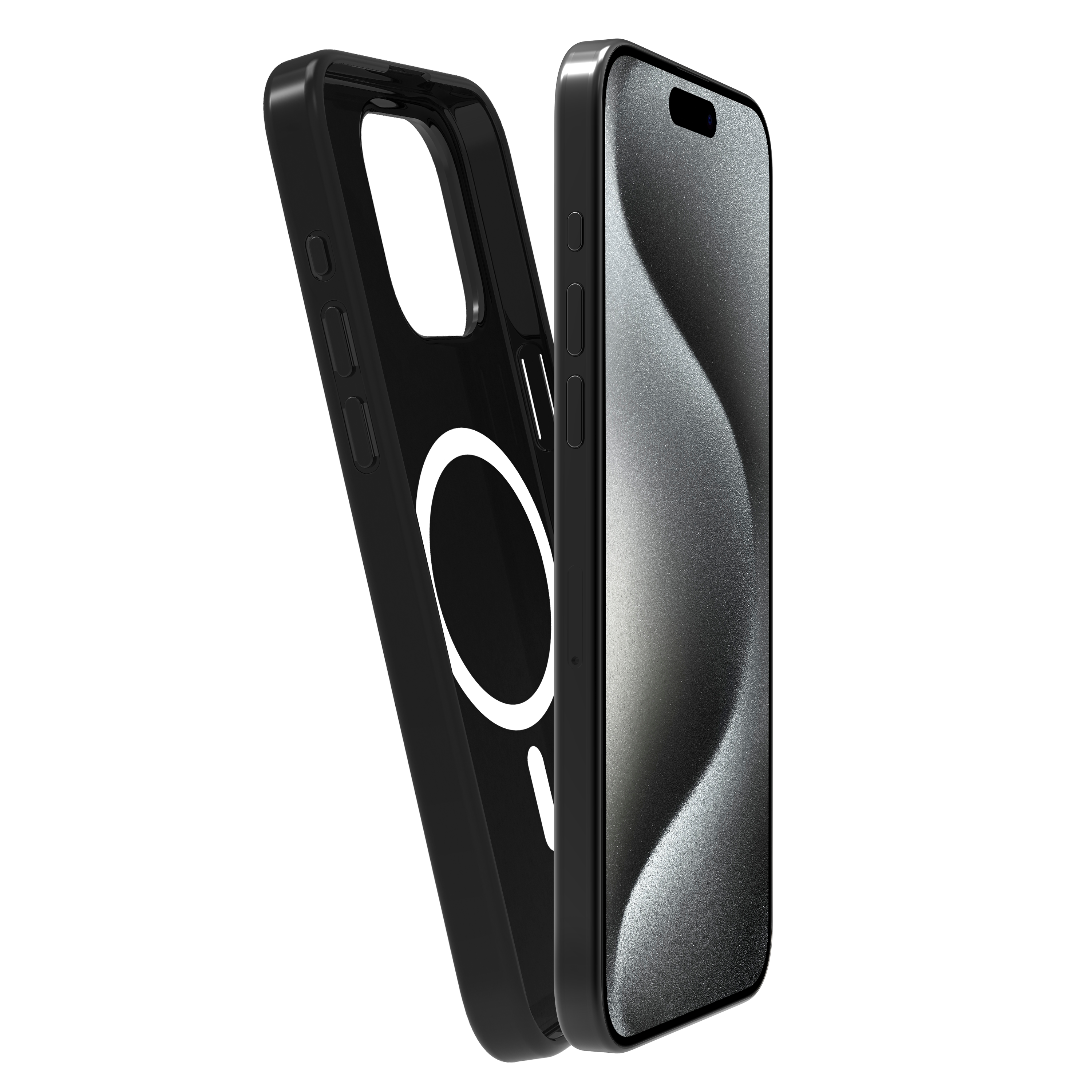 BeHello iPhone 15 Pro Soft touch case met magnetische ring zwart