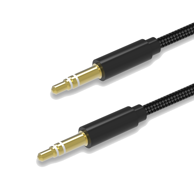 BeHello 3.5mm Aux kabel geweven 1m zwart
