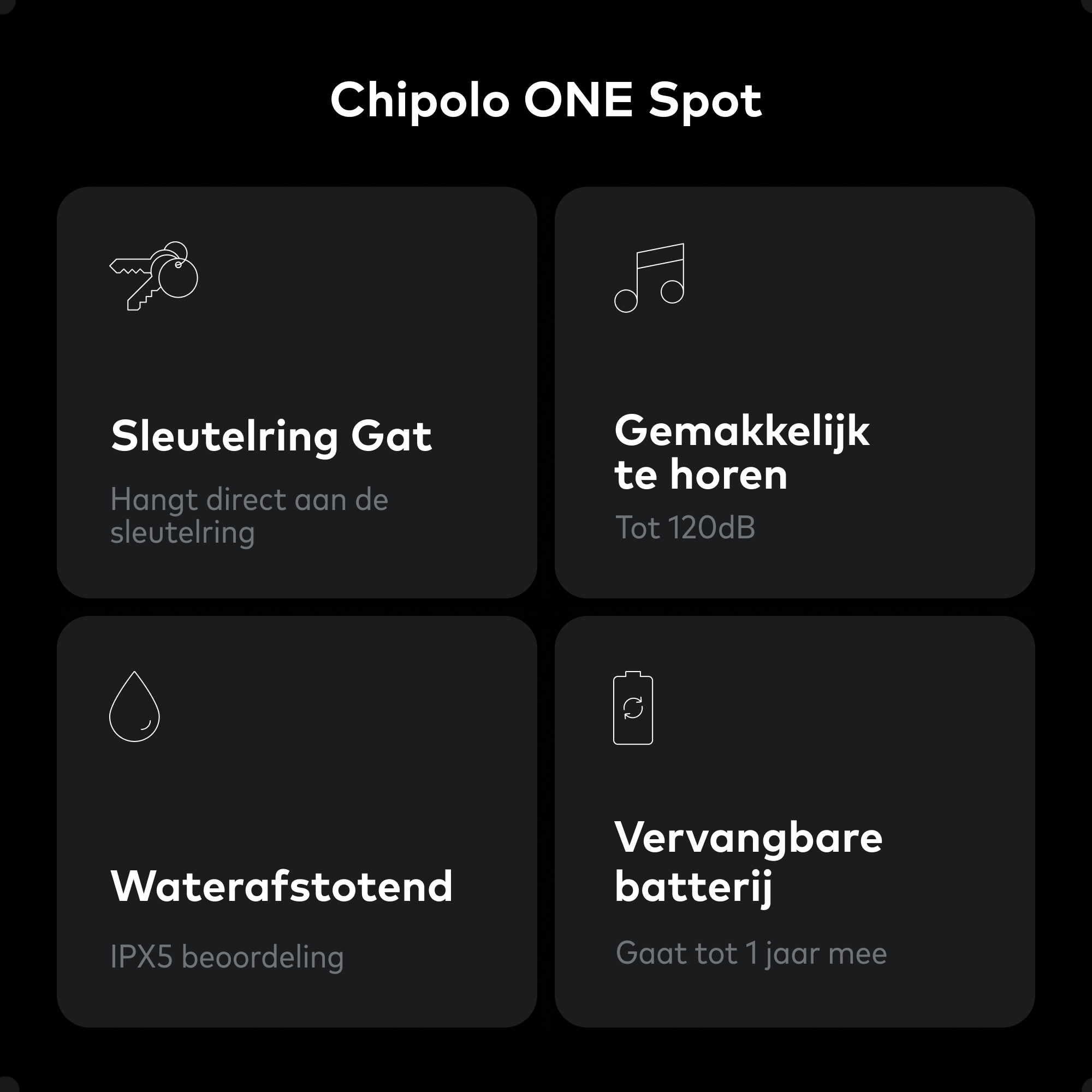 Chipolo ONE Spot bluetooth tracker (4 pack) zwart Chipolo ONE Spot bluetooth tracker (4 pack) zwart