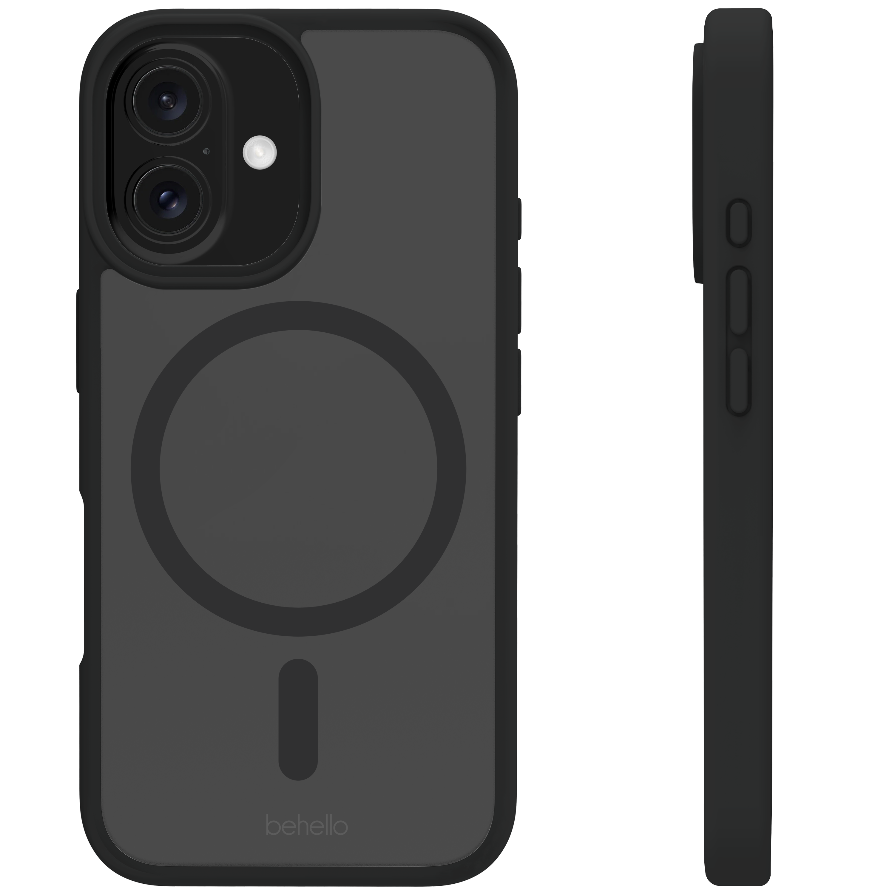 BeHello iPhone 16 Clear case met magnetische ring zwart