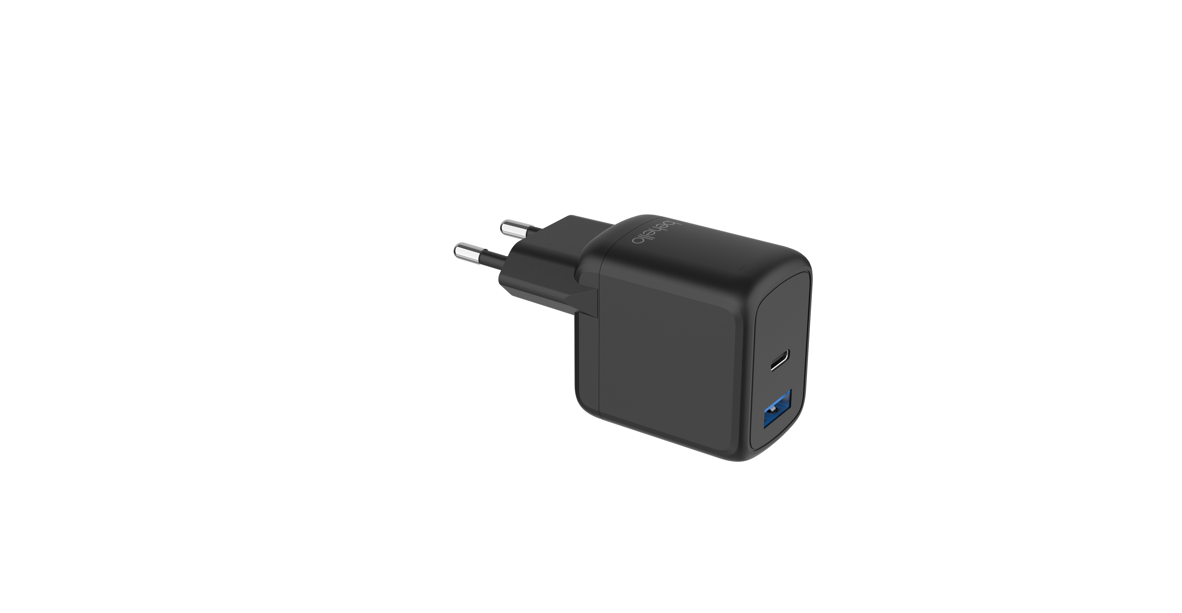 BeHello Oplader 25W GaN met 2 poorten (USB-C en USB-A) zwart