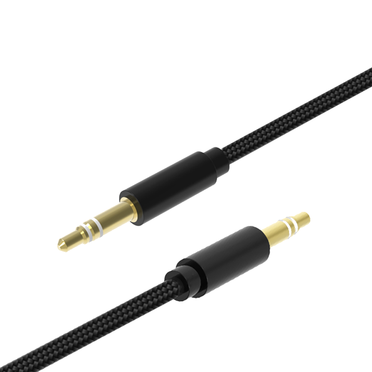BeHello 3.5mm Aux kabel geweven 1m zwart