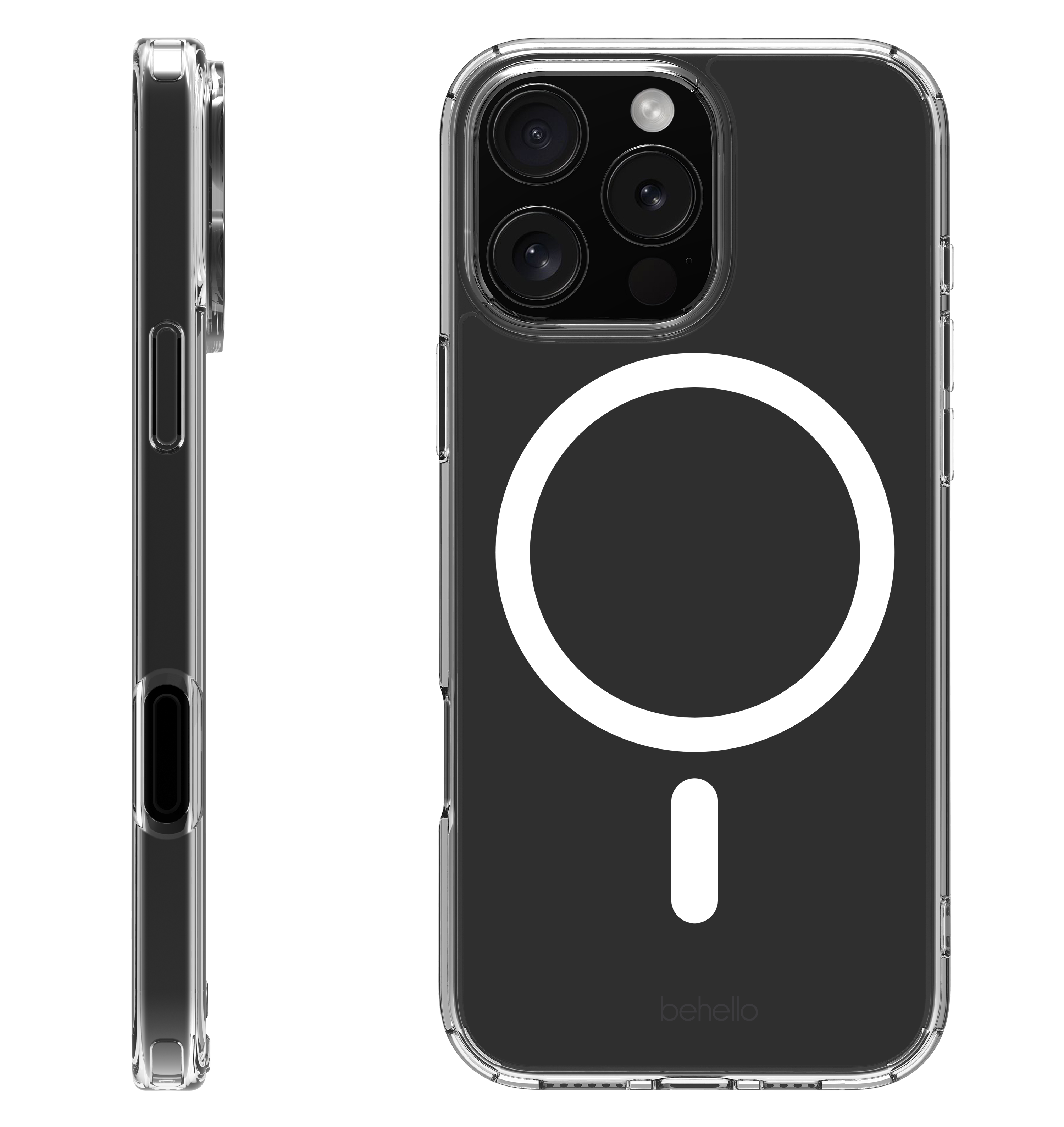 BeHello iPhone 16 Pro Clear case met magnetische ring transparant