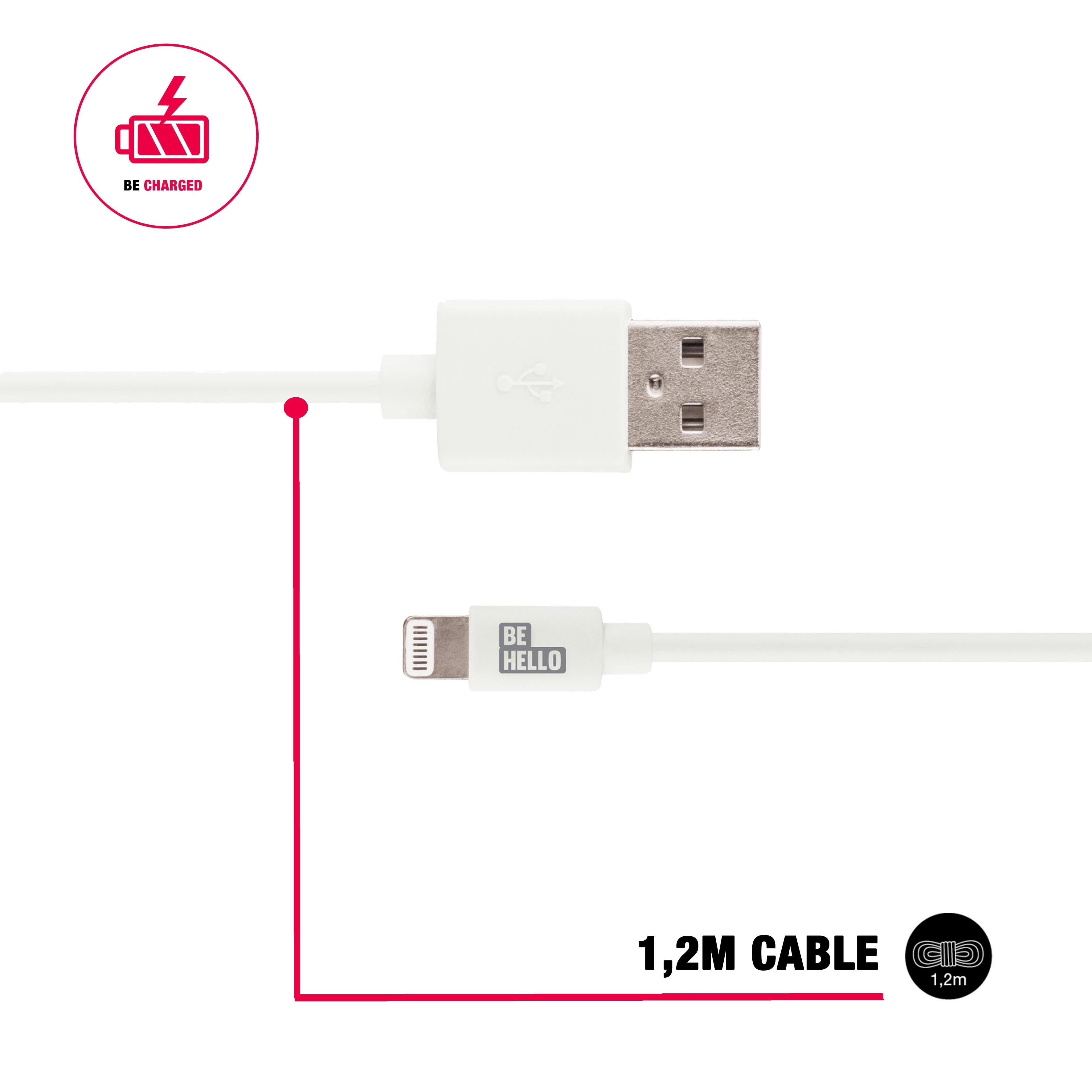 BeHello USB-A naar Lightning kabel 1.2m wit