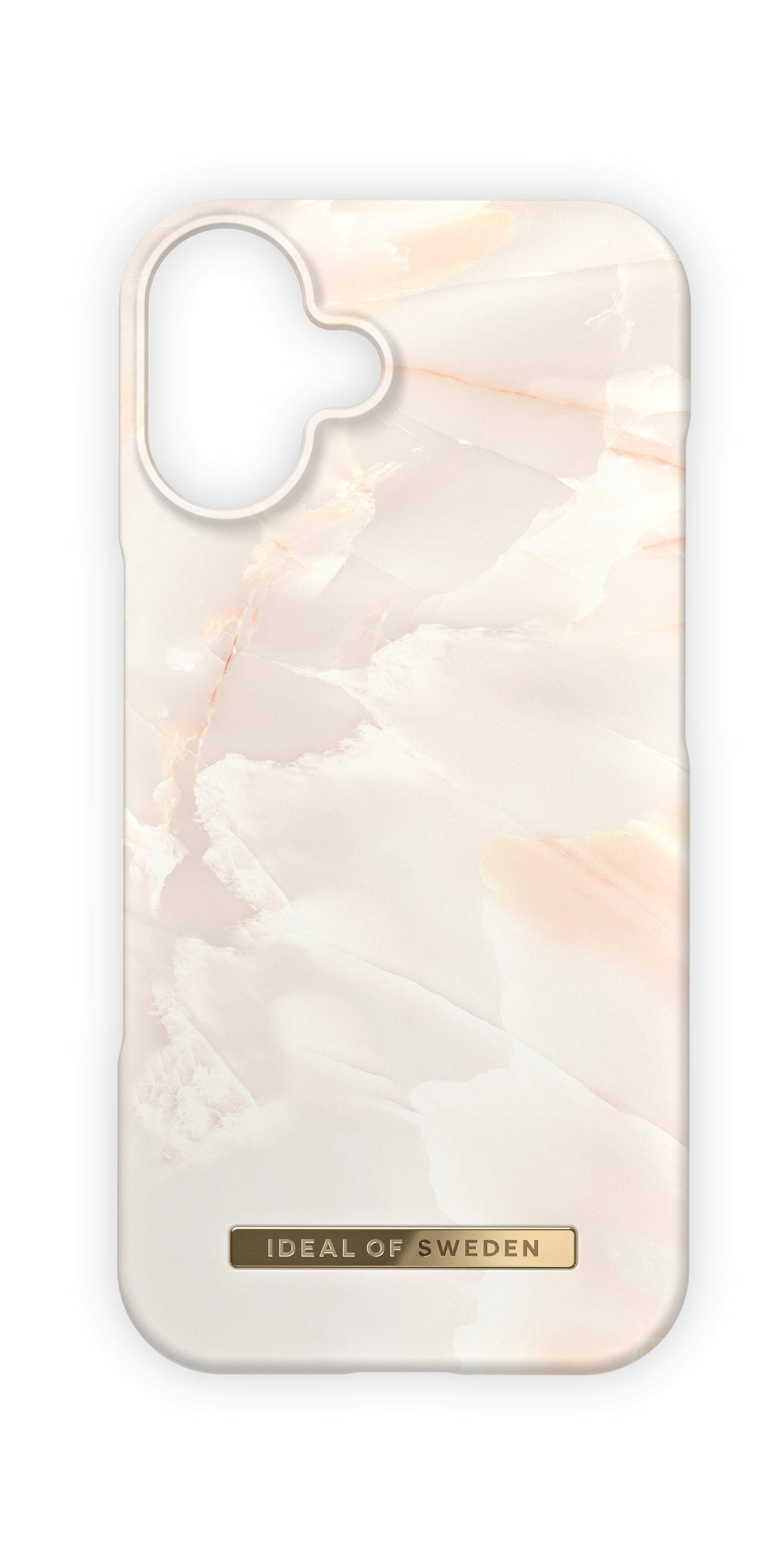 iDeal of Sweden iPhone 16 Fashion back case met magnetische ring rose pearl marble