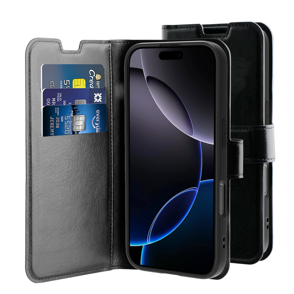 Behello iPhone 16 Pro Max Gel wallet case zwart