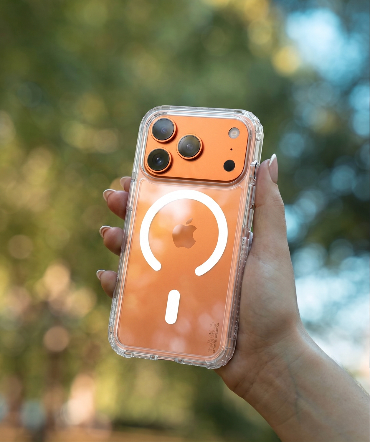 SoSkild iPhone 17 Pro Defend heavy impact case met magnetische ring transparant