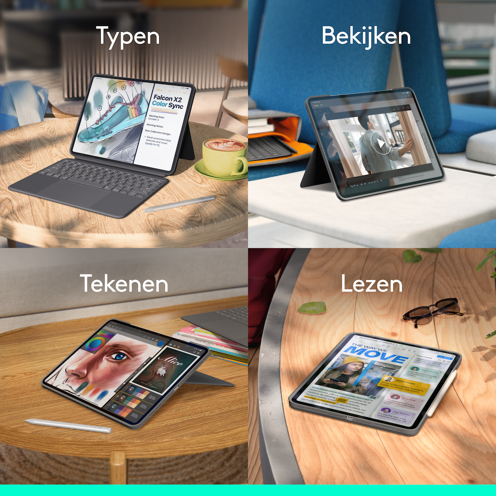 Logitech iPad Pro 13 inch (M4) Combo touch toetsenbordcase UK grijs