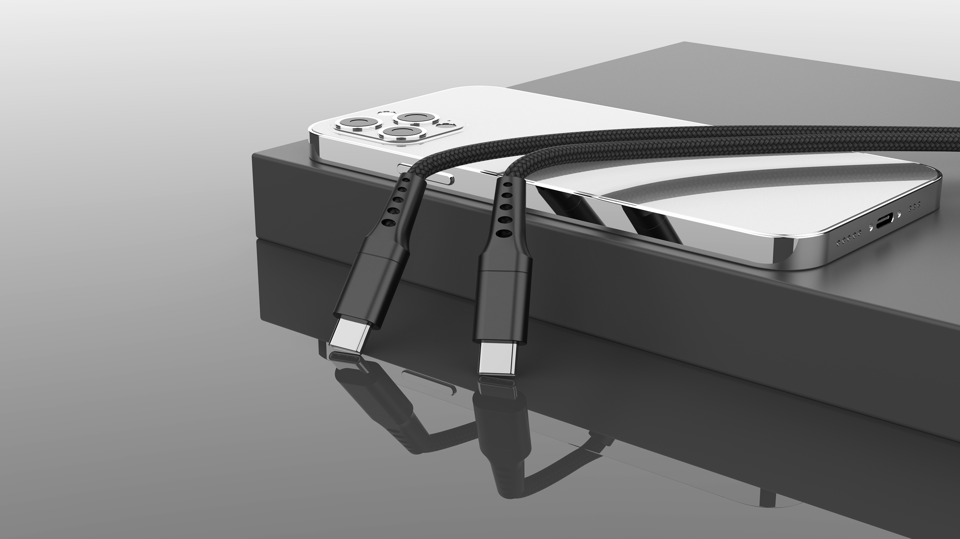 BeHello USB-C naar USB-C kabel geweven 1m zwart