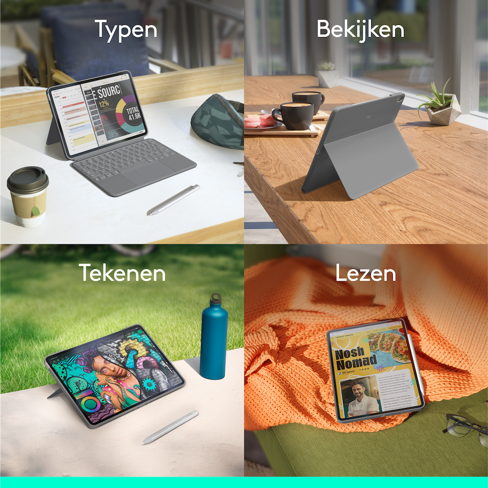 Logitech iPad Air 11 inch (M2) Combo touch toetsenbordcase UK grijs