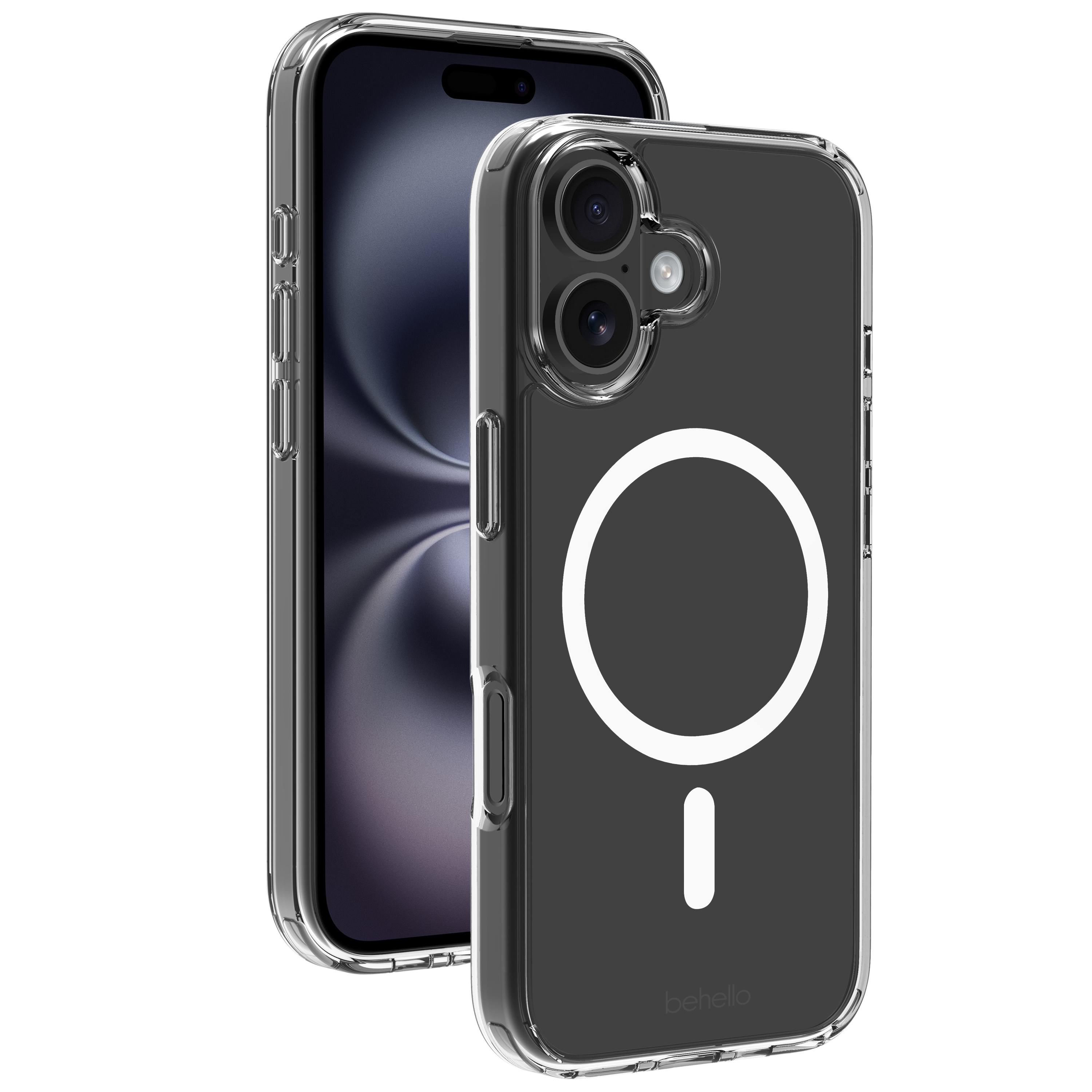 BeHello iPhone 17 Clear case met magnetische ring transparant