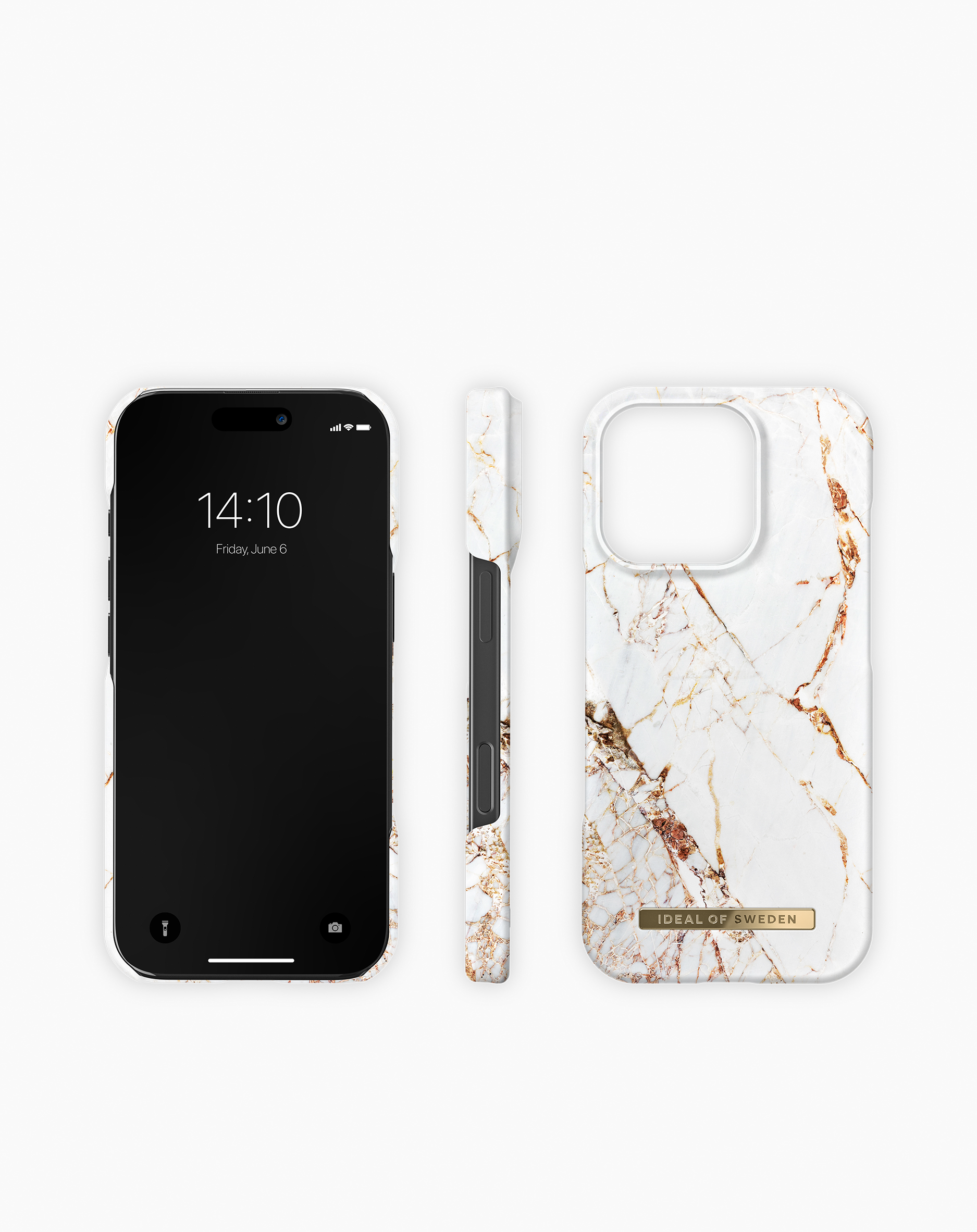 iDeal of Sweden iPhone 16 Pro Max Fashion back case met magnetische ring carrara gold