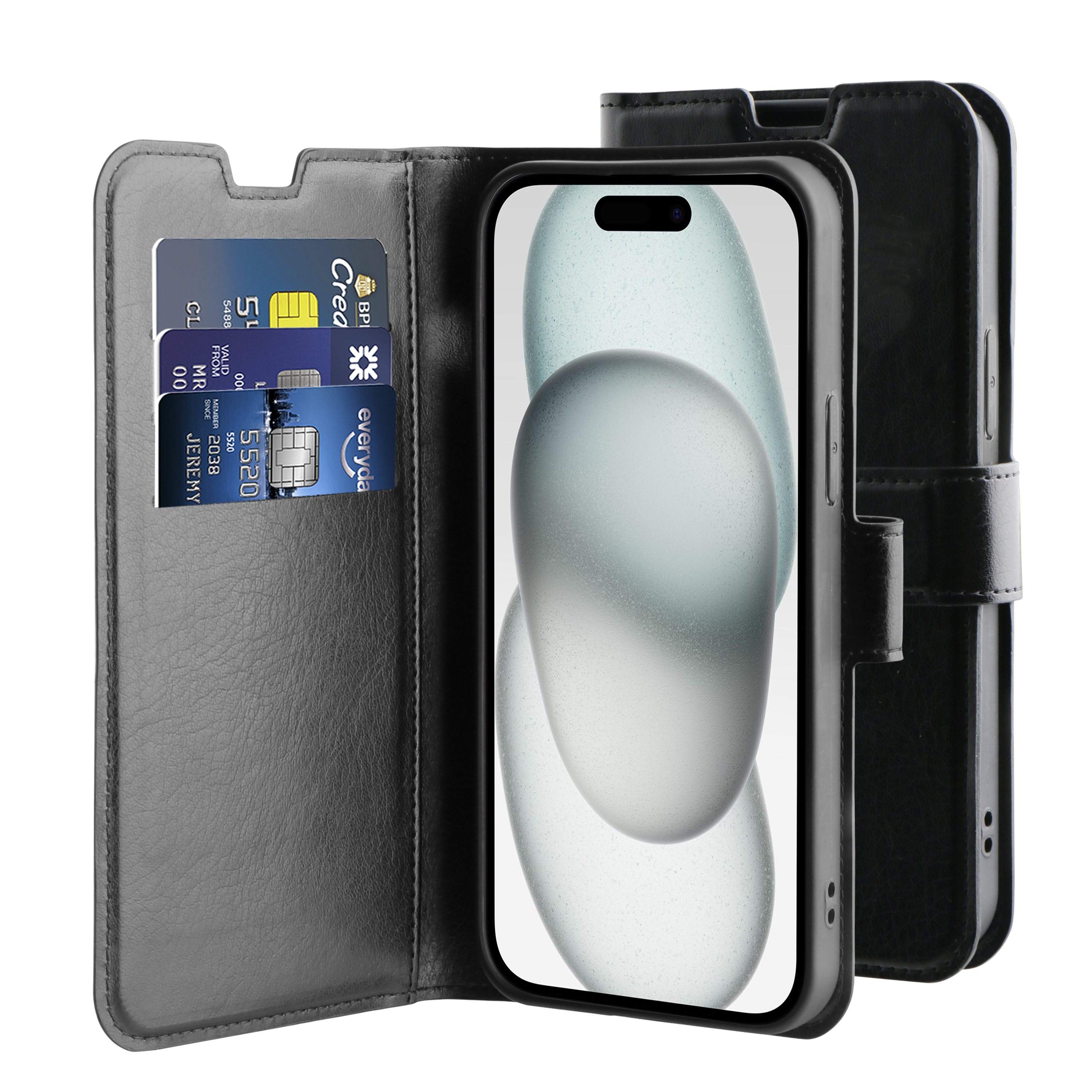 BeHello iPhone 15 Plus Gel wallet case zwart