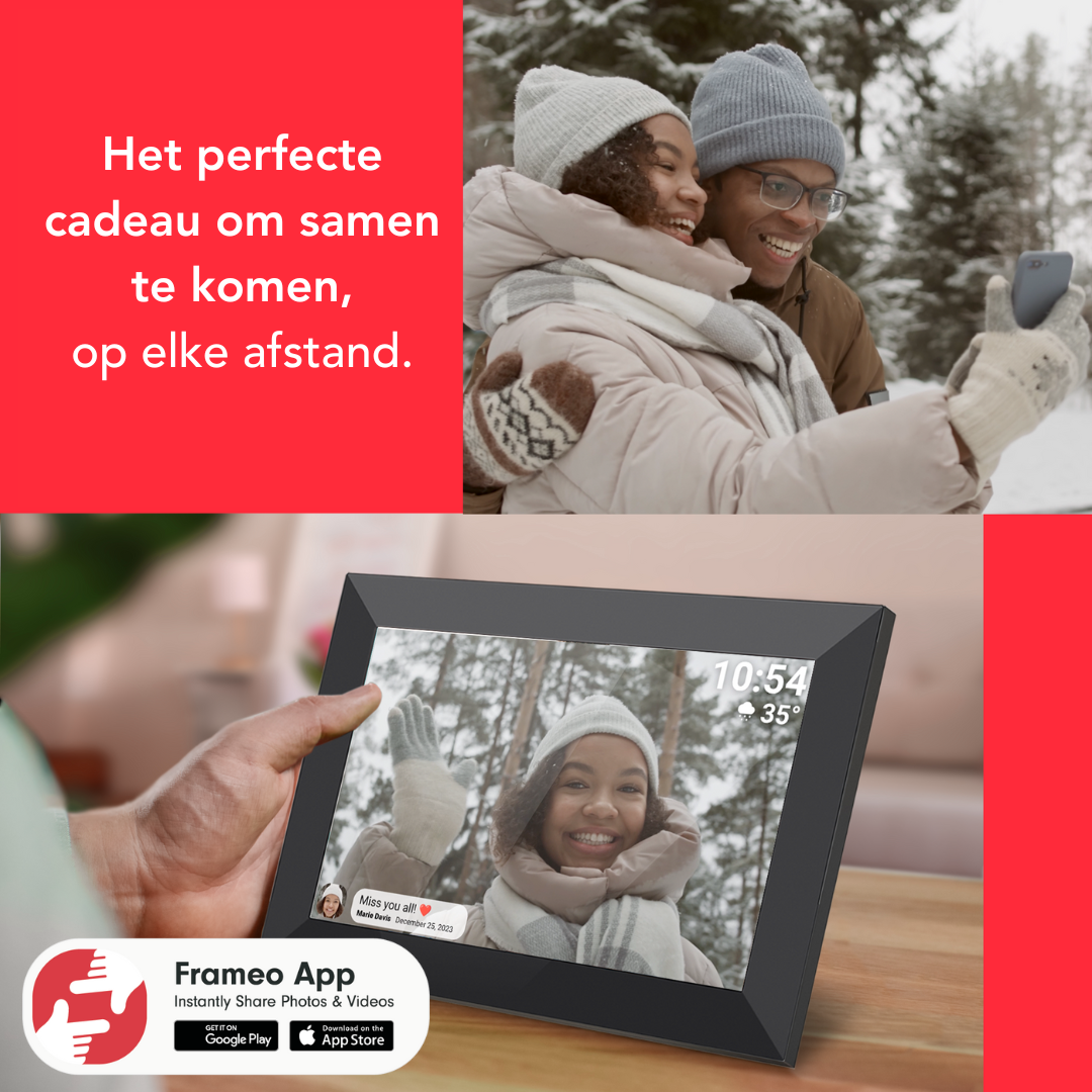 BeHello Digitale fotolijst met Frameo app 16GB zwart