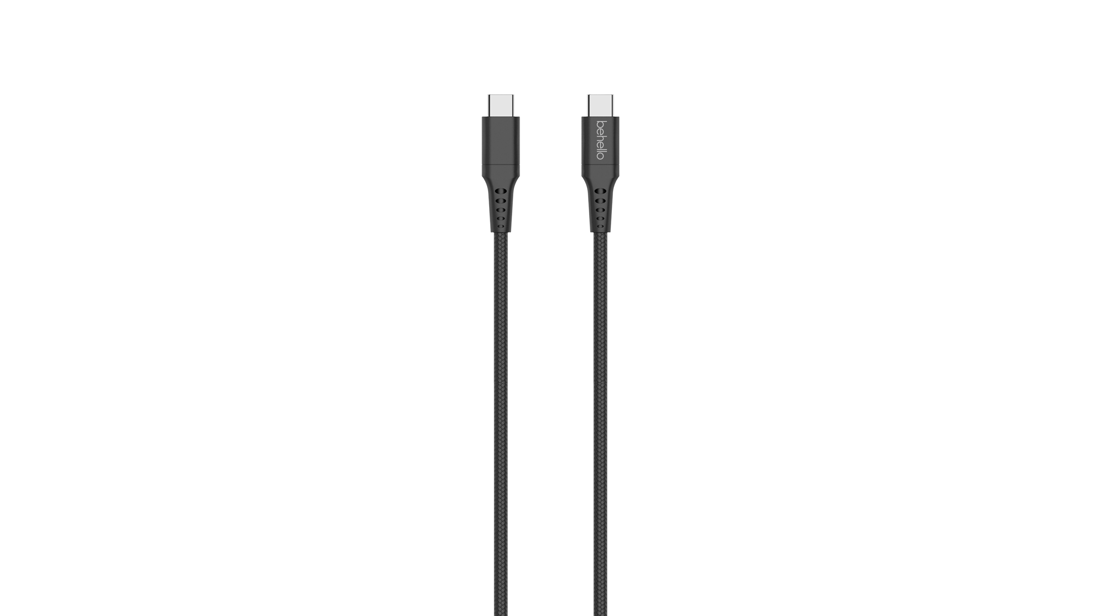 BeHello USB-C naar USB-C kabel geweven 1m zwart