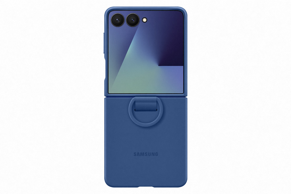 Samsung Galaxy Flip7 Silicone ring case blauw