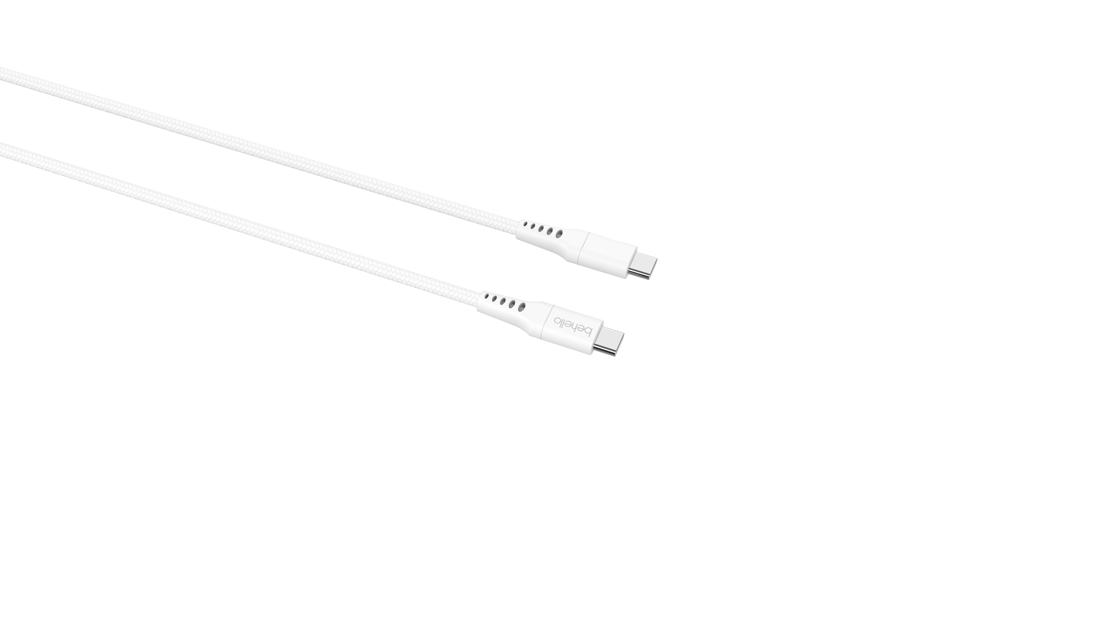 BeHello USB-C naar USB-C kabel geweven 1m wit
