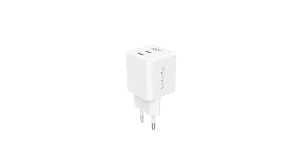 BeHello Oplader 45W GaN met 2 USB-C poorten wit