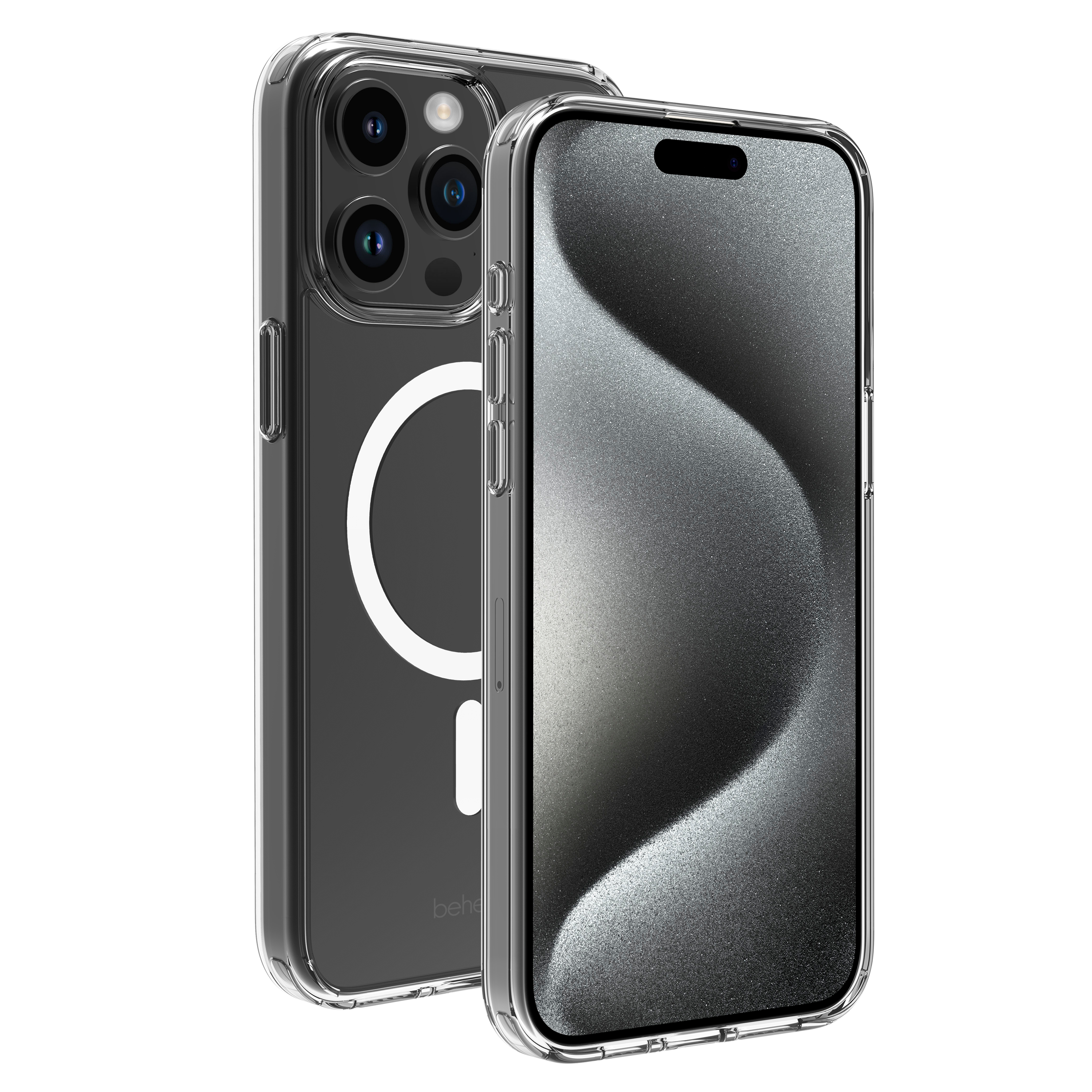 BeHello iPhone 15 Pro Max Clear case met magnetische ring transparant