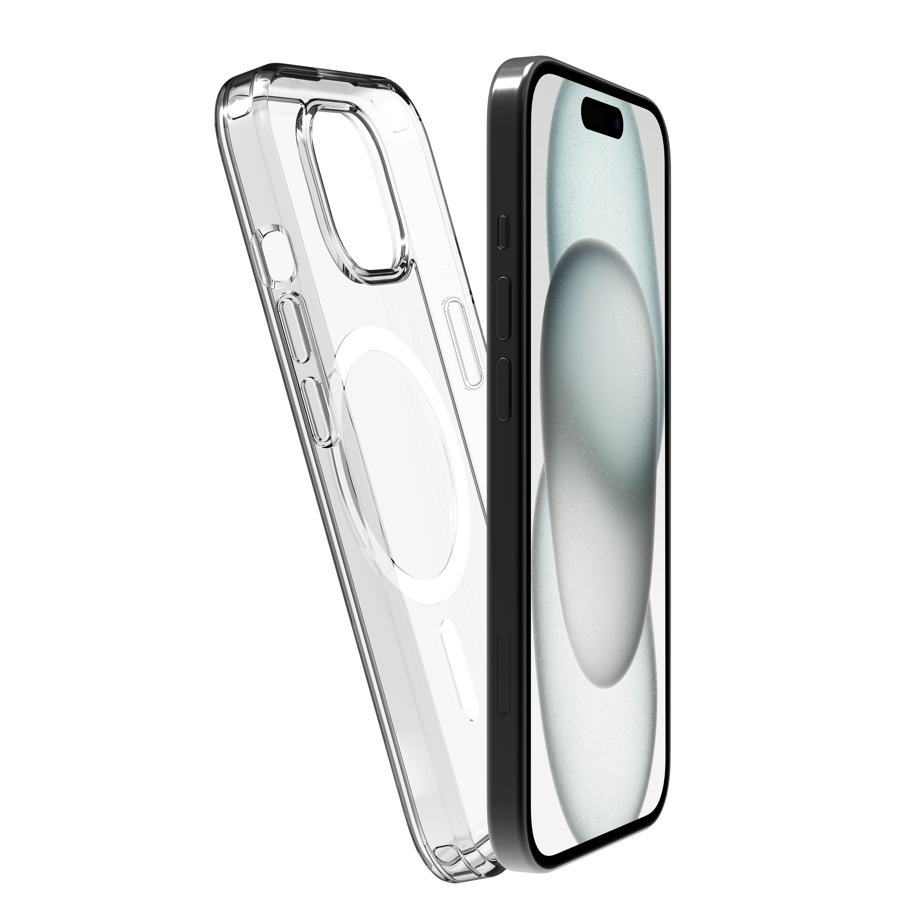 BeHello iPhone 15 Plus Clear case met magnetische ring transparant