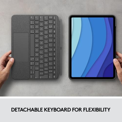 Logitech iPad Pro 11 inch (1e/2e/3e generatie) Combo touch toetsenbordcase grijs