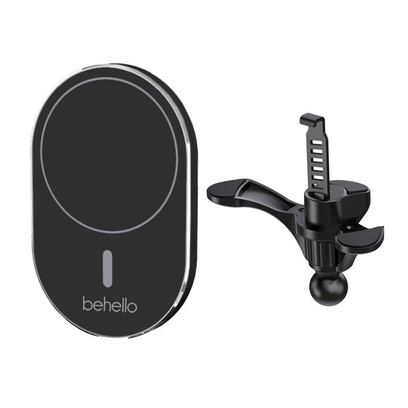 BeHello Draadloze autolader met magnetische ring zwart