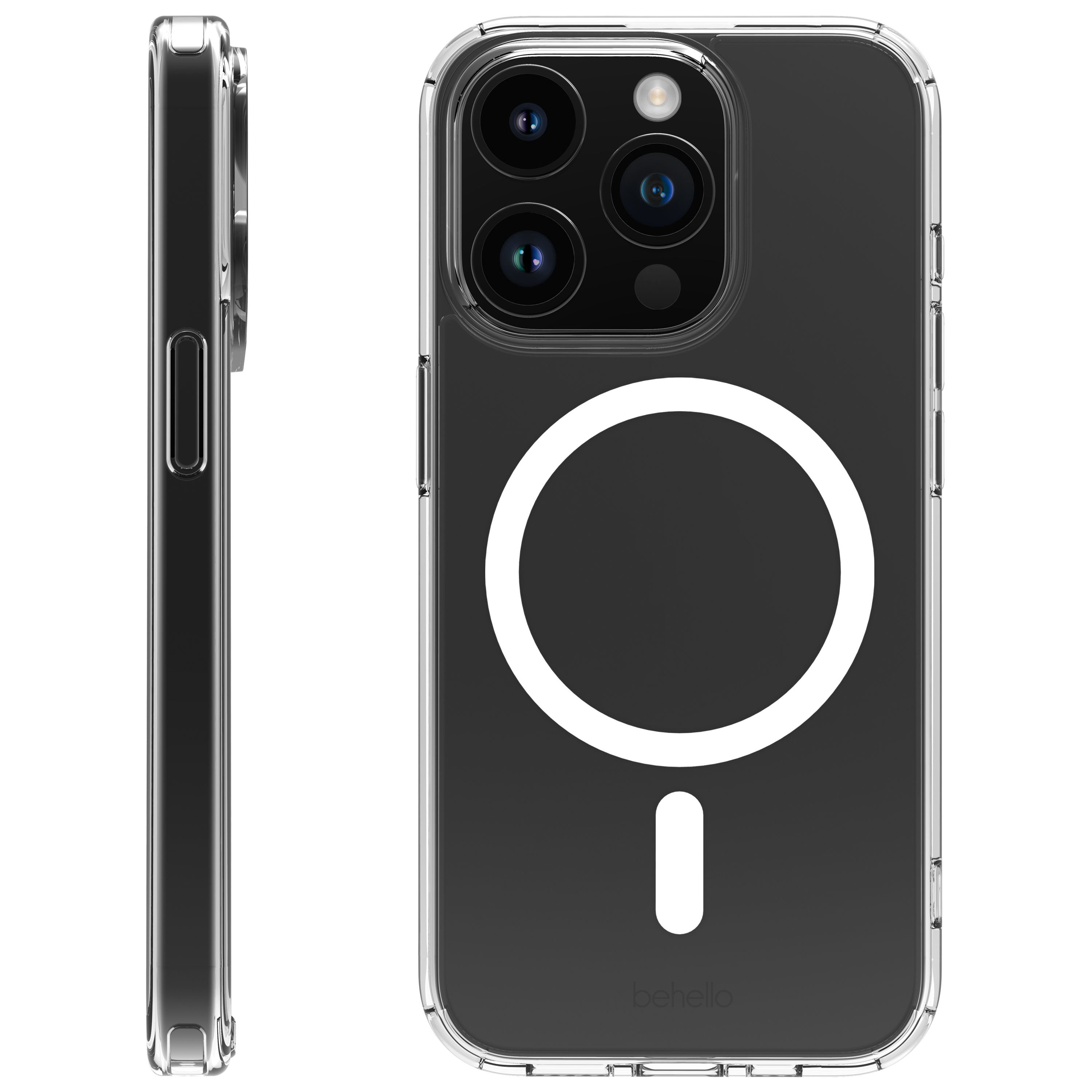 BeHello iPhone 15 Pro Clear case met magnetische ring transparant