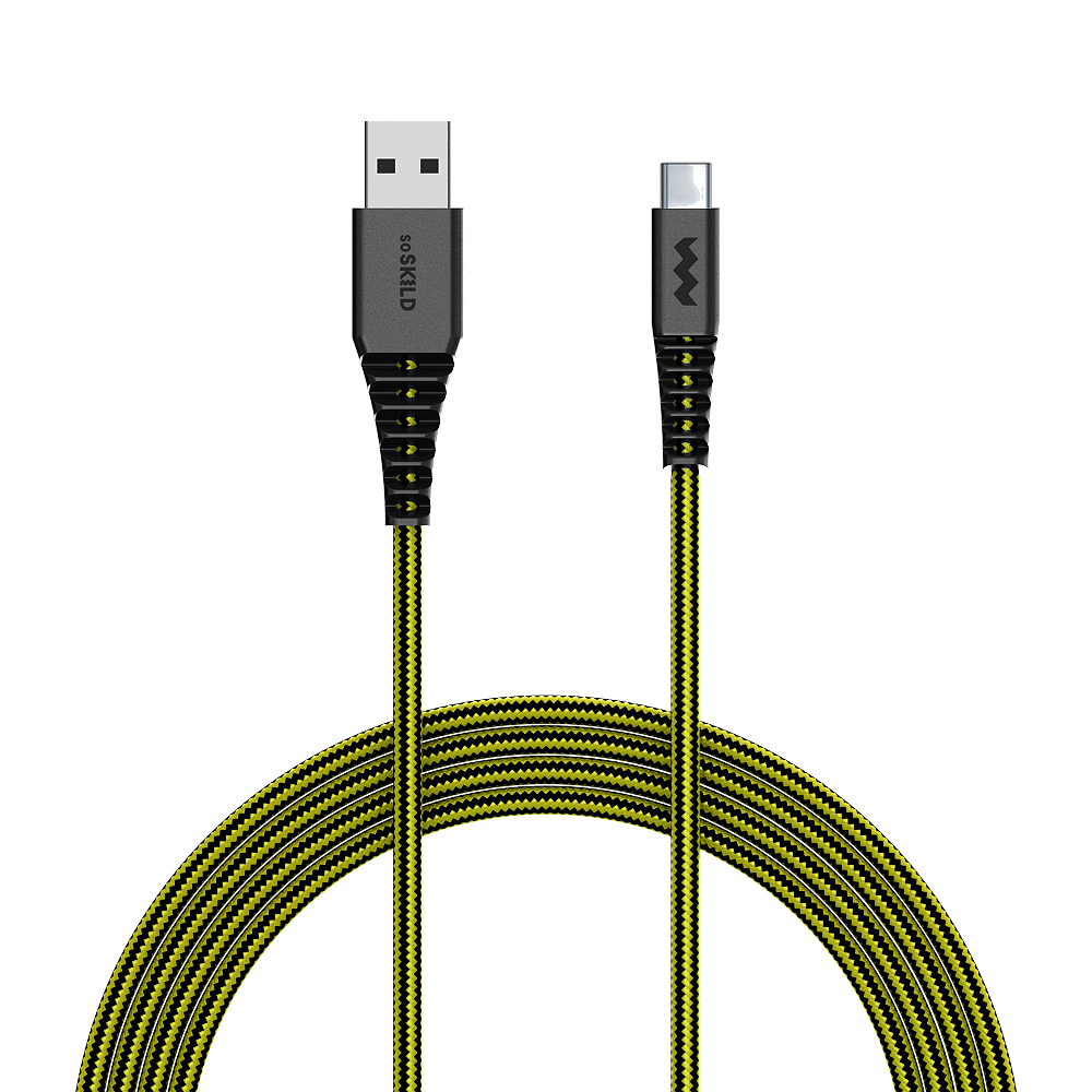 SoSkild Ultimate Cable USB-A naar USB-C verstevigde kabel 1.5m zwart/geel