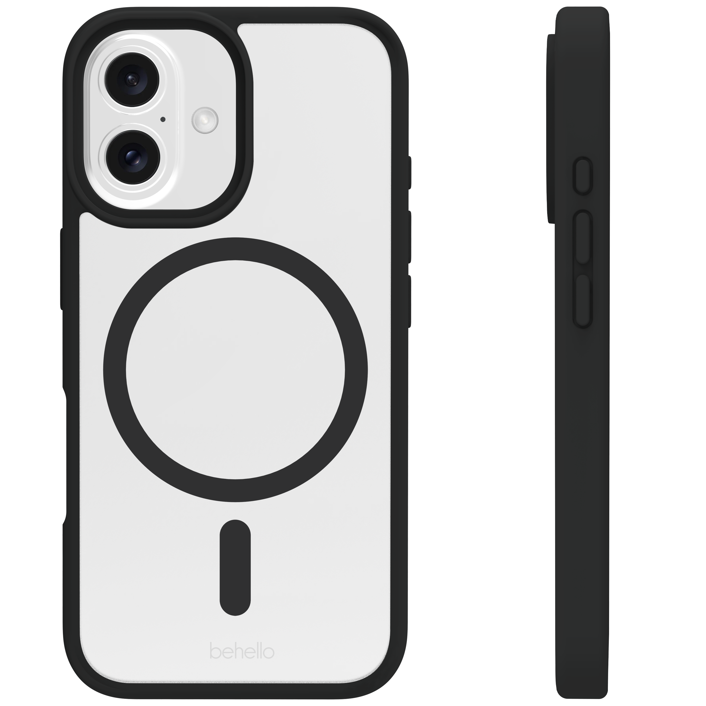 BeHello iPhone 16 Clear case met magnetische ring zwart