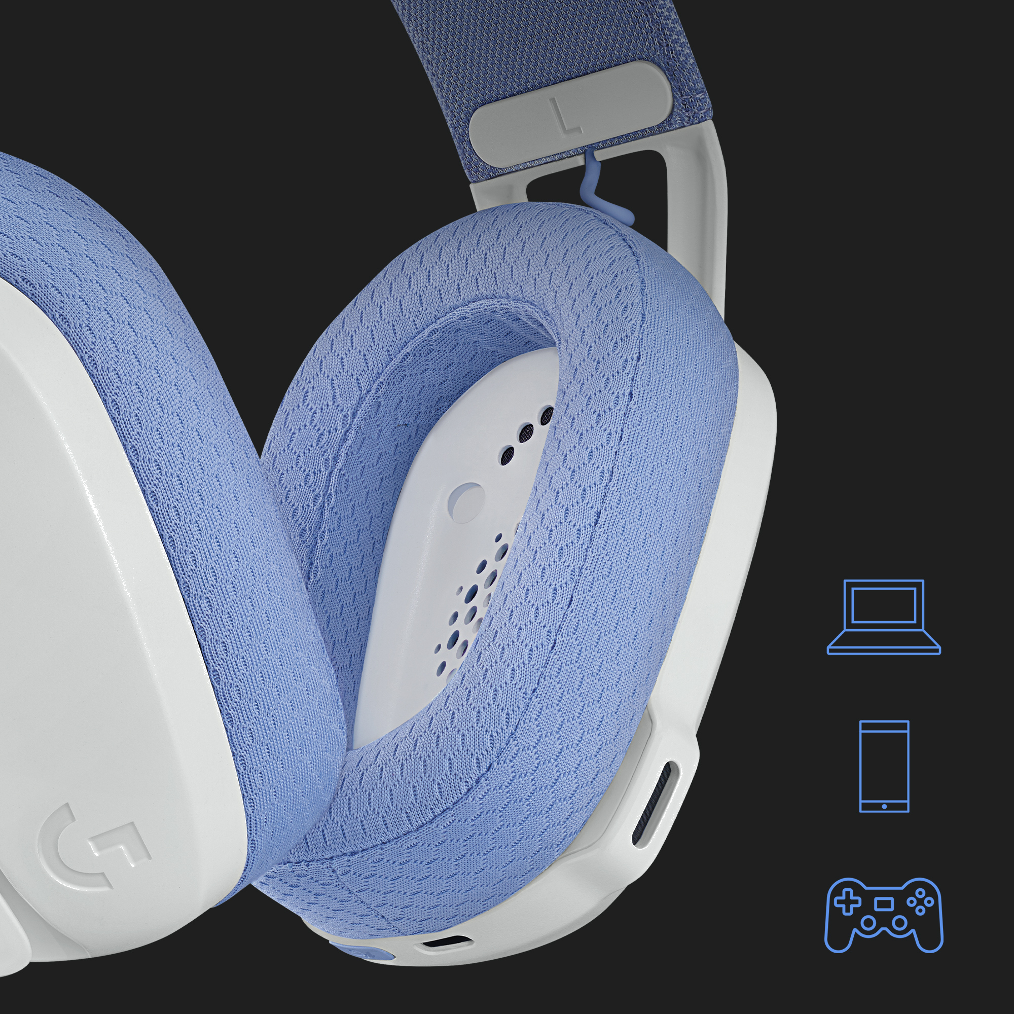 Logitech G G435 draadloze gaming headset blauw/wit