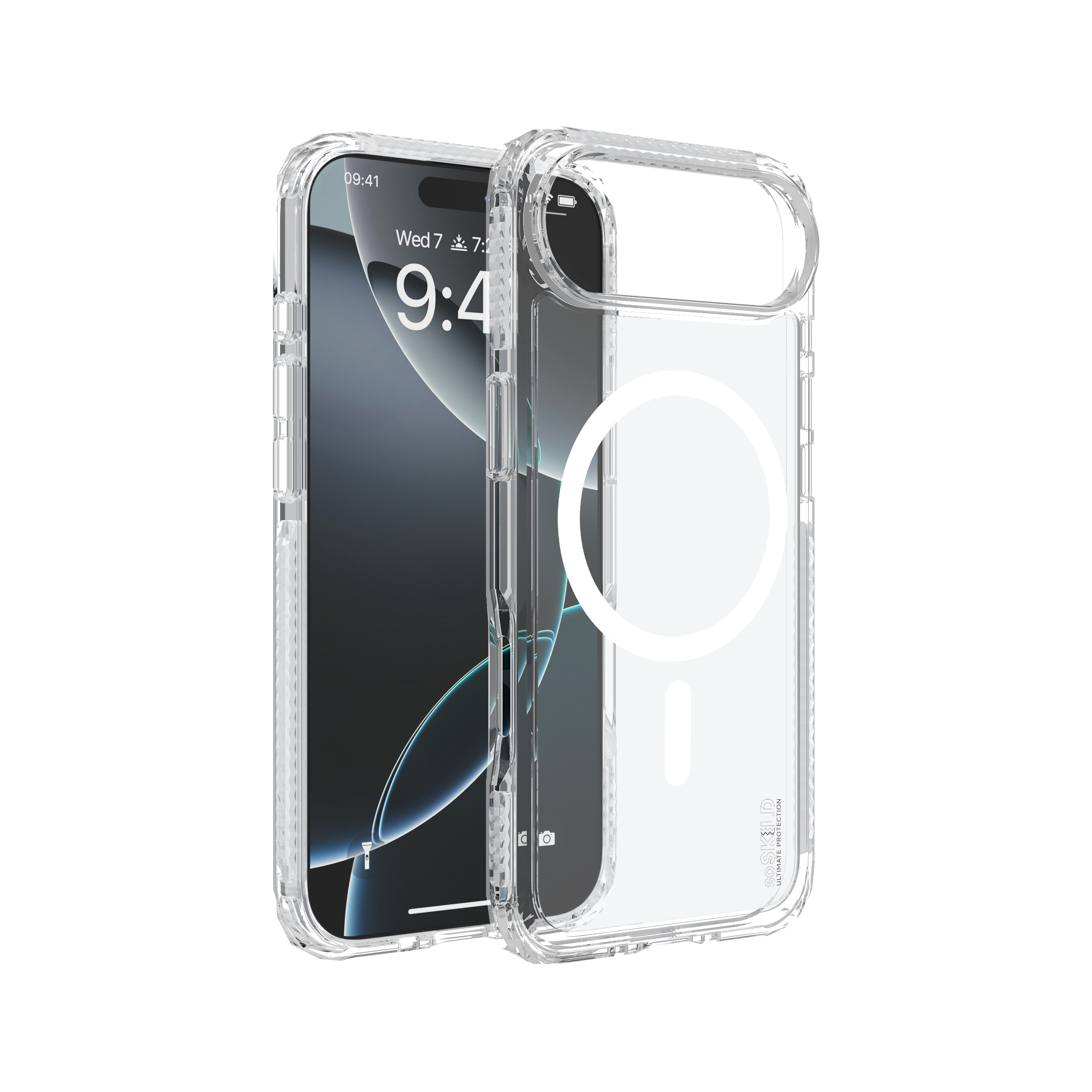 SoSkild iPhone Air Defend heavy impact case met magnetische ring transparant