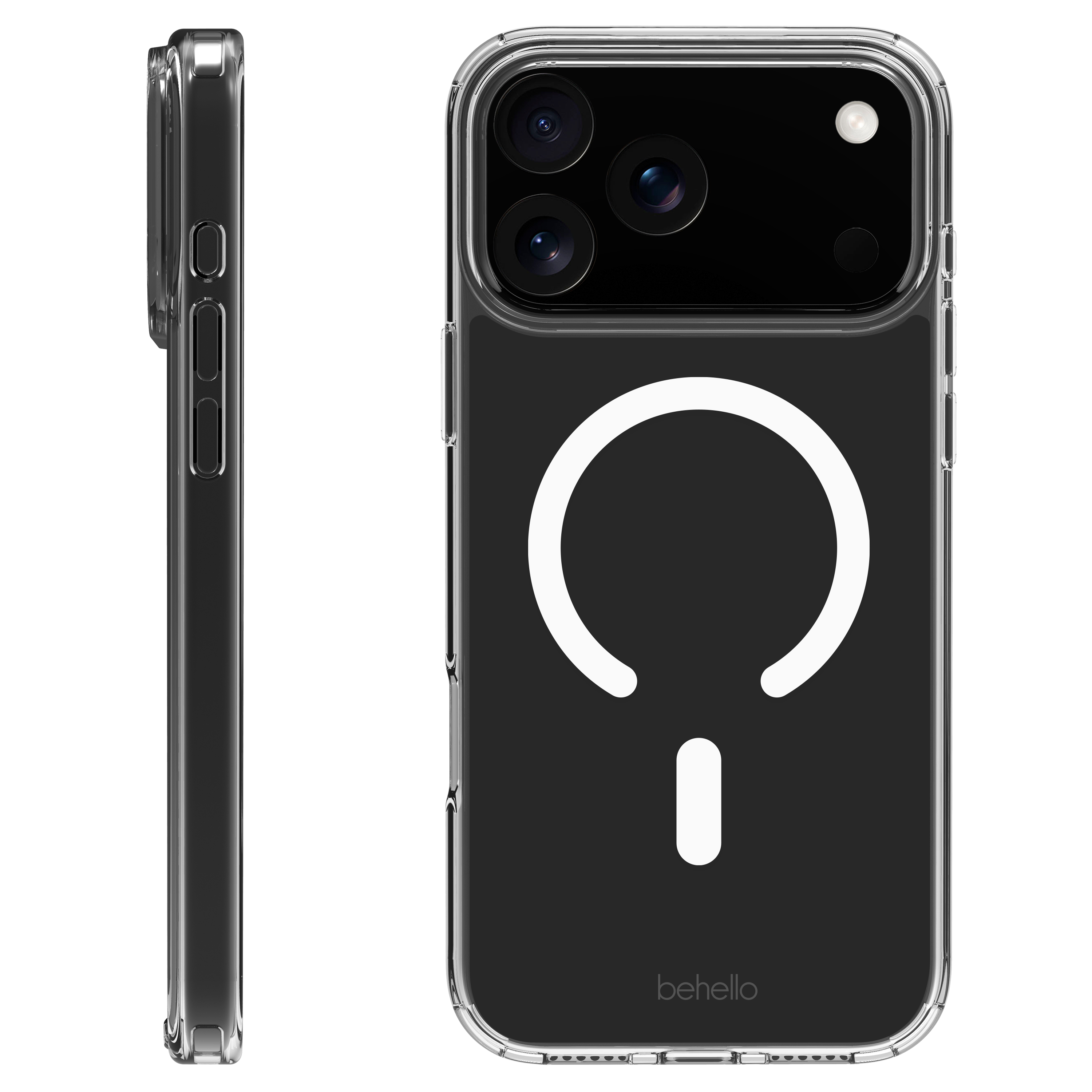 BeHello iPhone 17 Pro Clear case met magnetische ring transparant