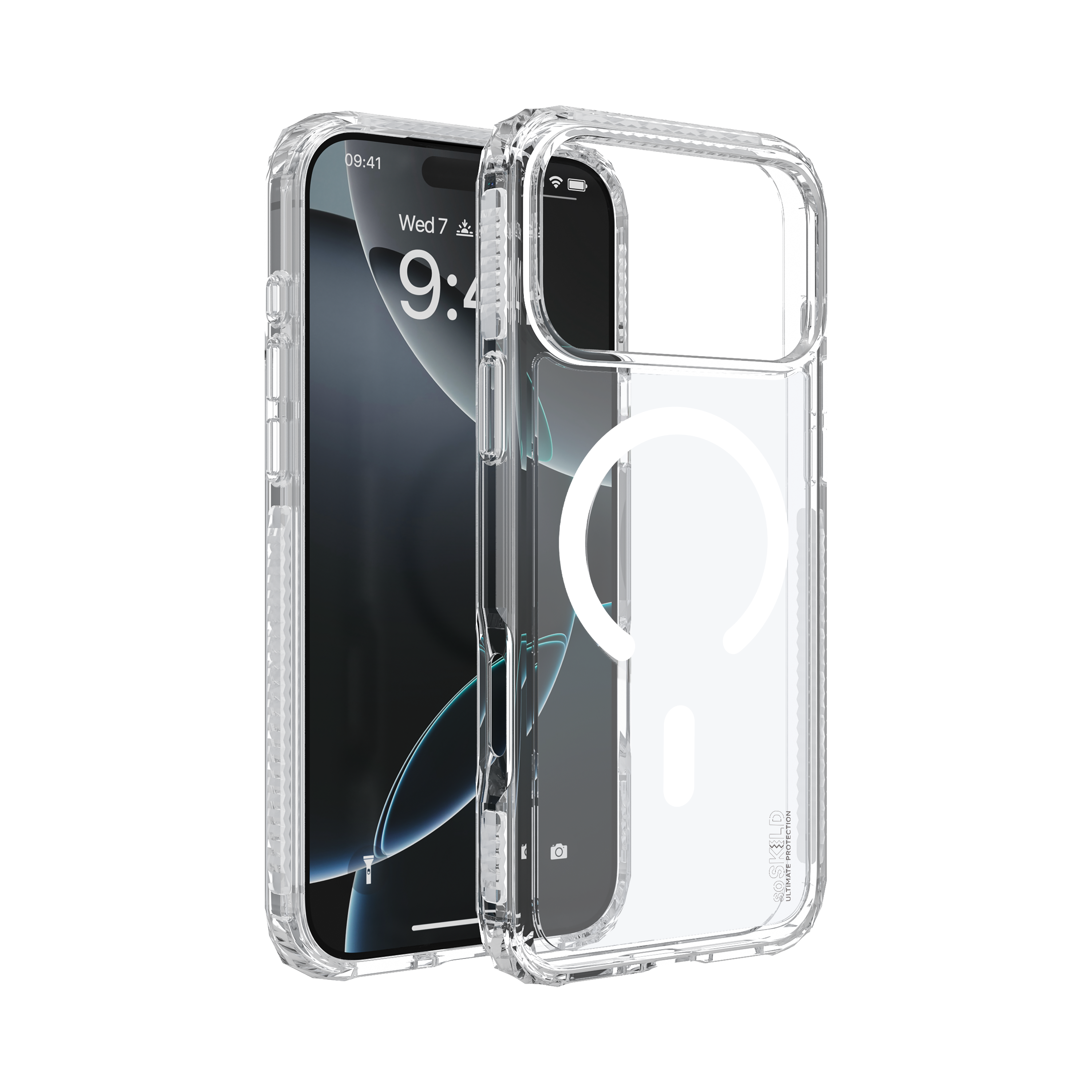 SoSkild iPhone 17 Pro Max Defend heavy impact case met magnetische ring transparant