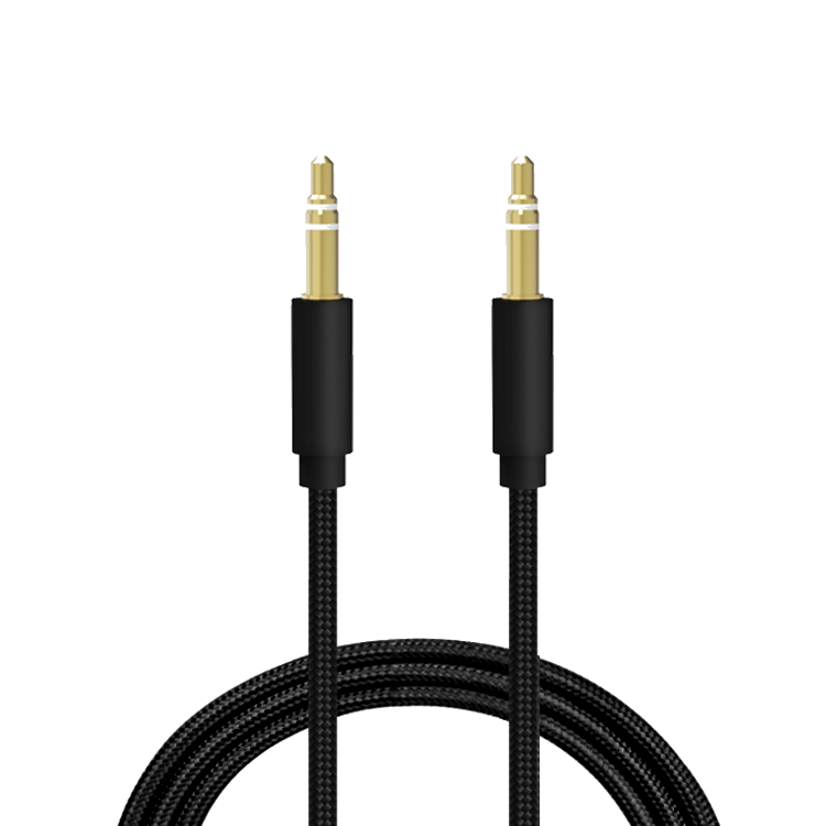 BeHello 3.5mm Aux kabel geweven 1m zwart