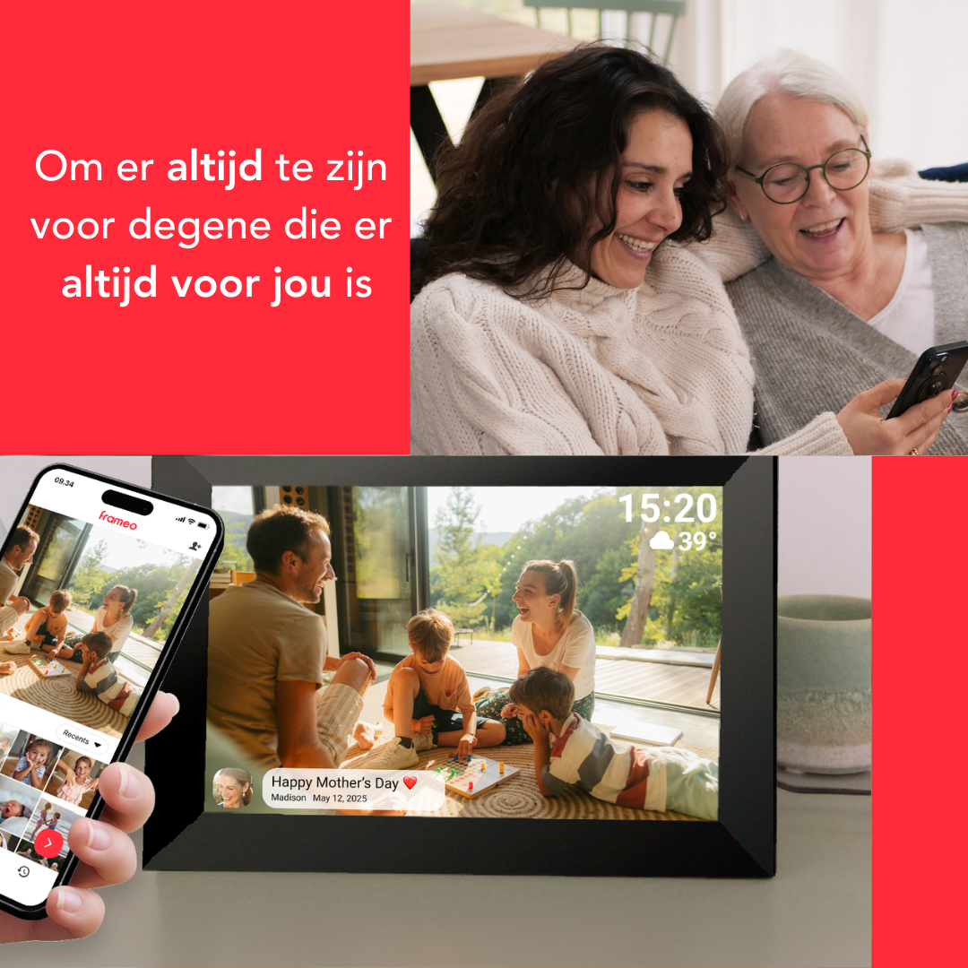BeHello Digitale fotolijst met Frameo app 16GB zwart