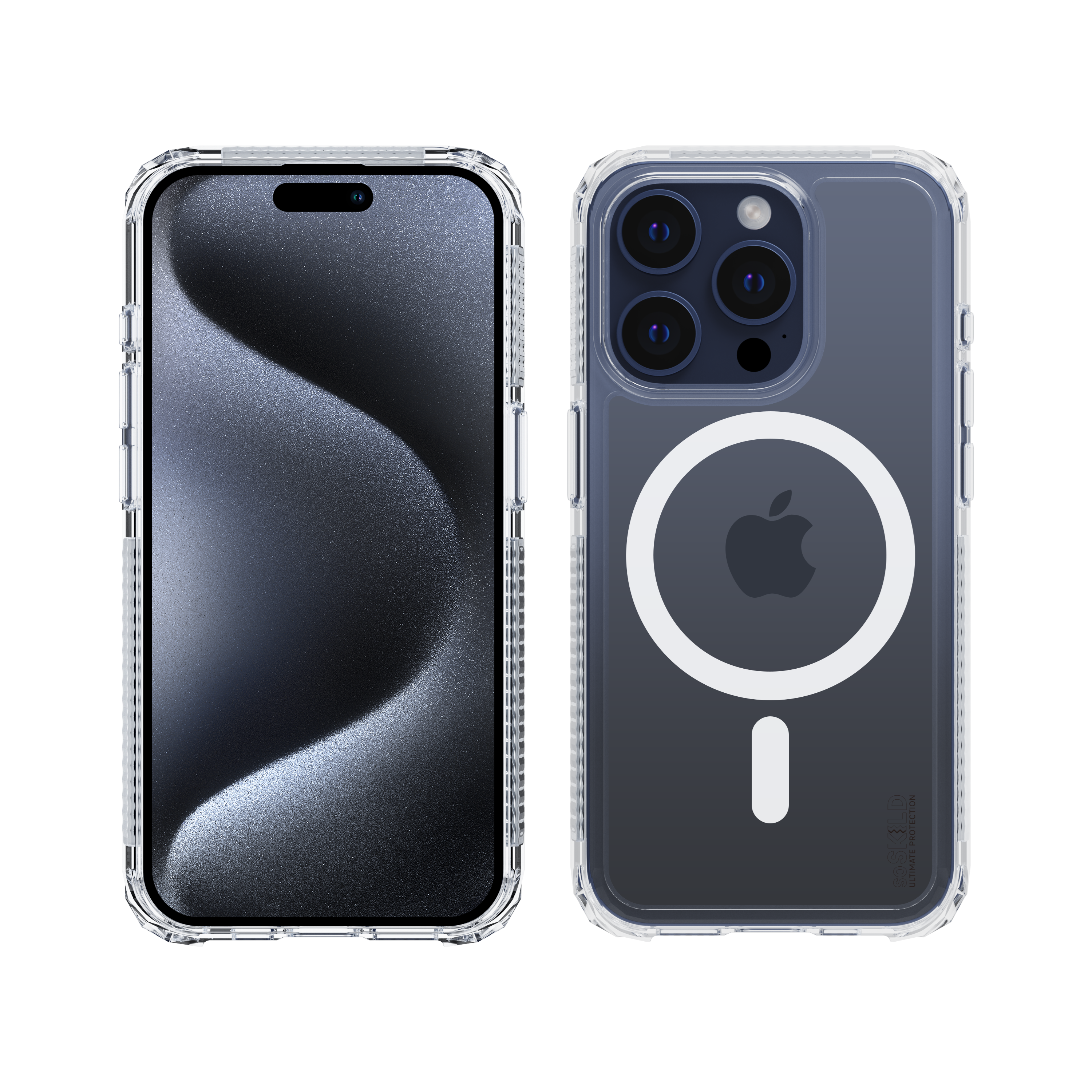 SoSkild iPhone 15 Pro Defend heavy impact case met magnetische ring transparant