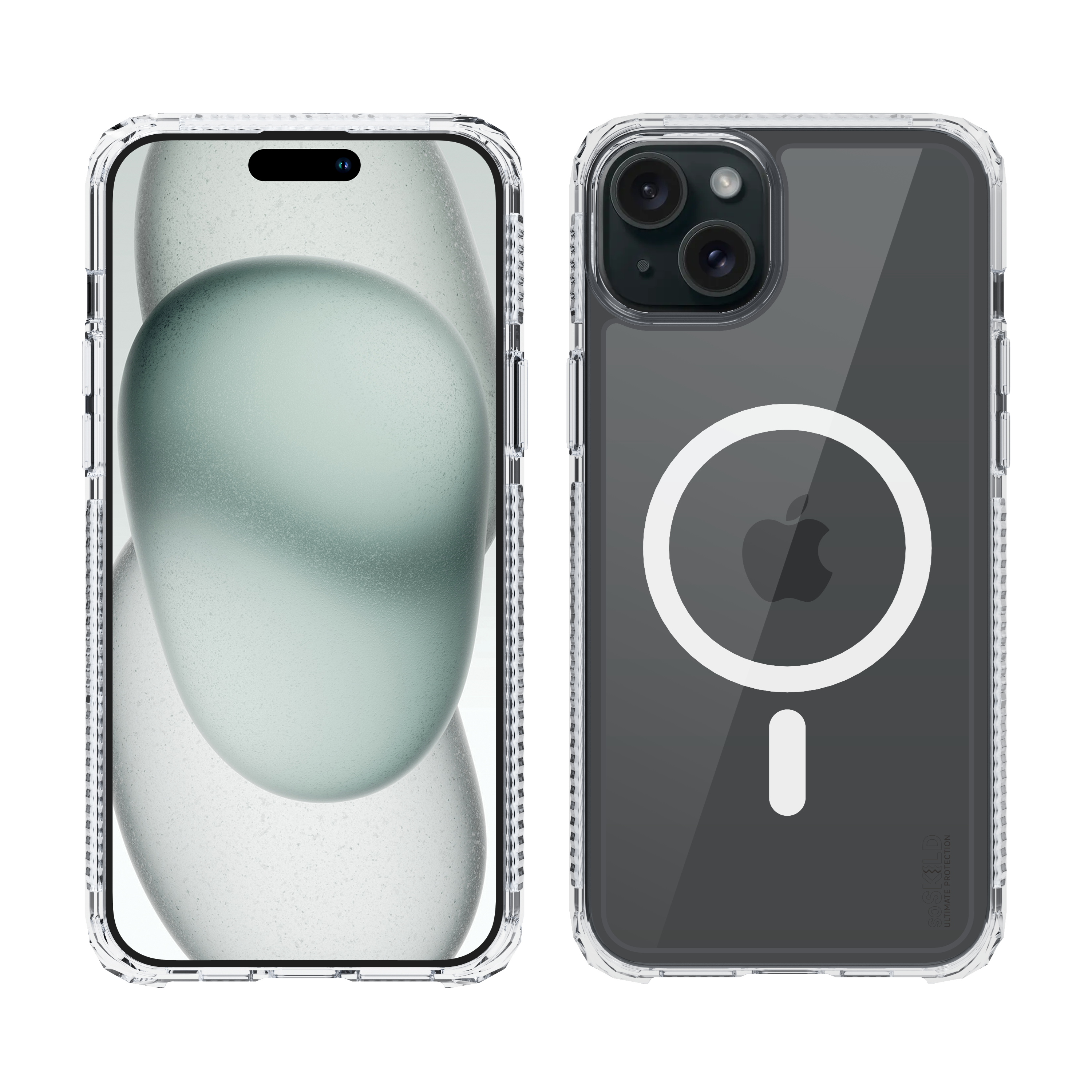 SoSkild iPhone 15 Plus Defend heavy impact case met magnetische ring transparant