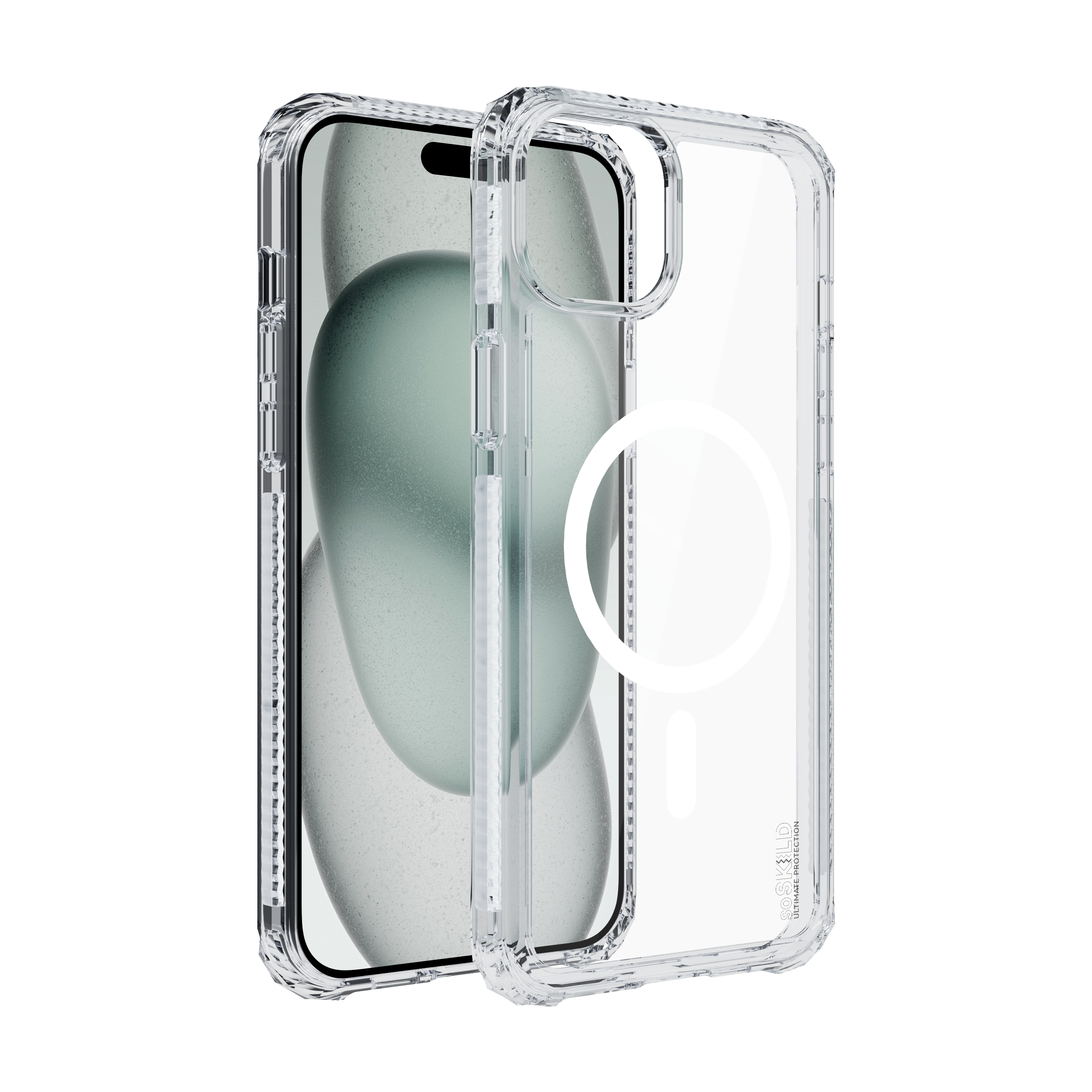 SoSkild iPhone 15 Plus Defend heavy impact case met magnetische ring transparant