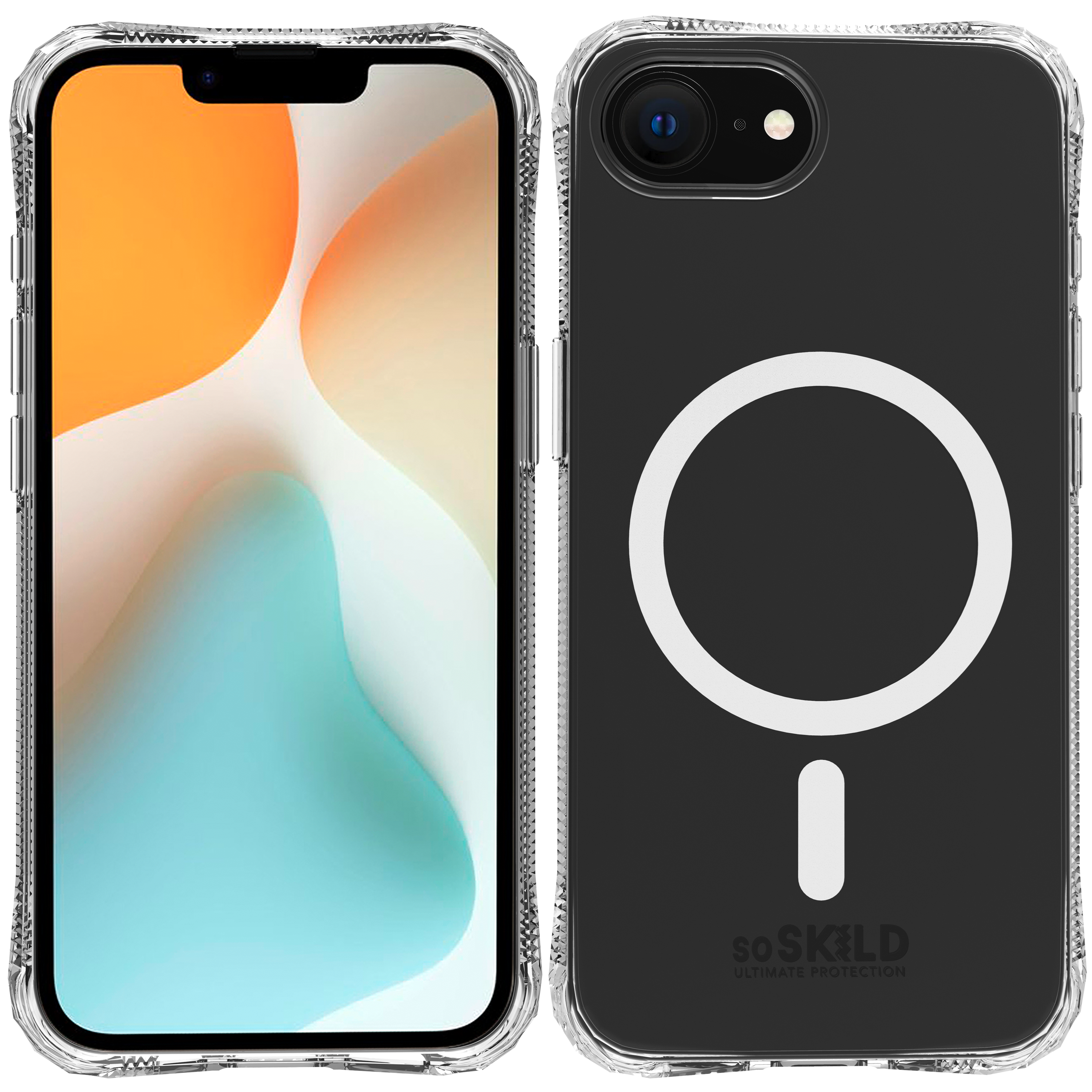 SoSkild iPhone 16e Absorb impact case met magnetische ring transparant