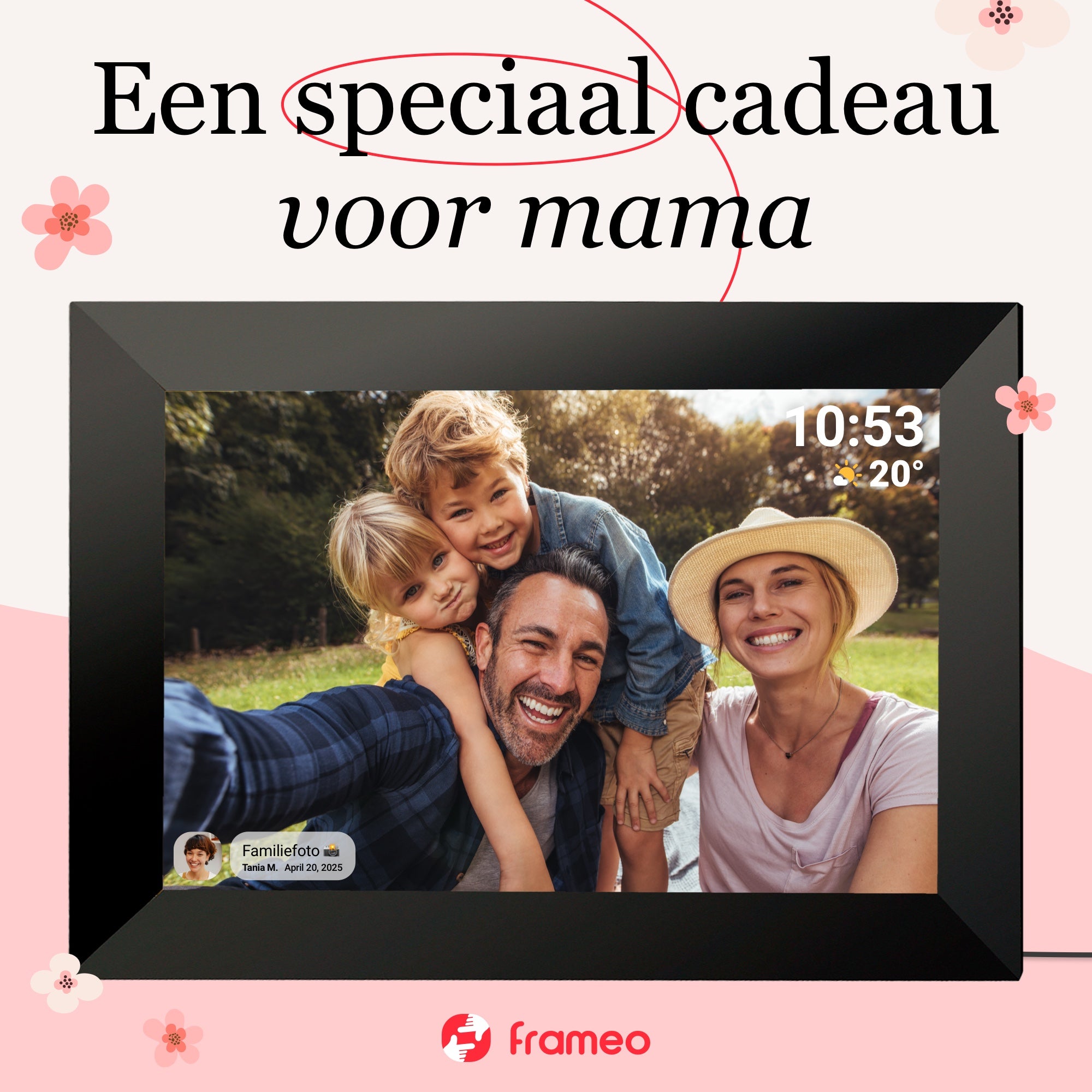 BeHello Digitale fotolijst met Frameo app 16GB donker eikenhout