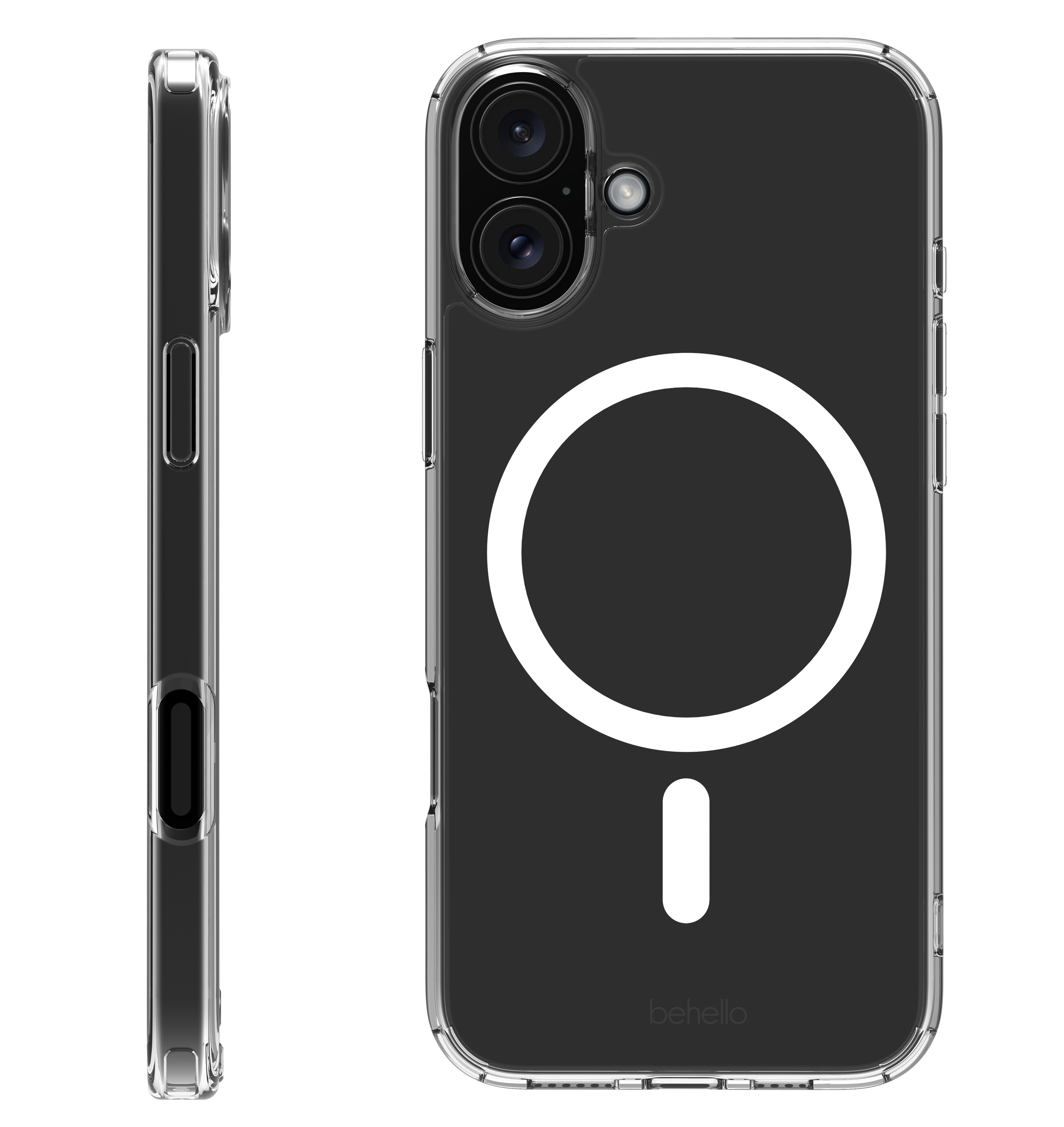 BeHello iPhone 16 Clear case met magnetische ring transparant