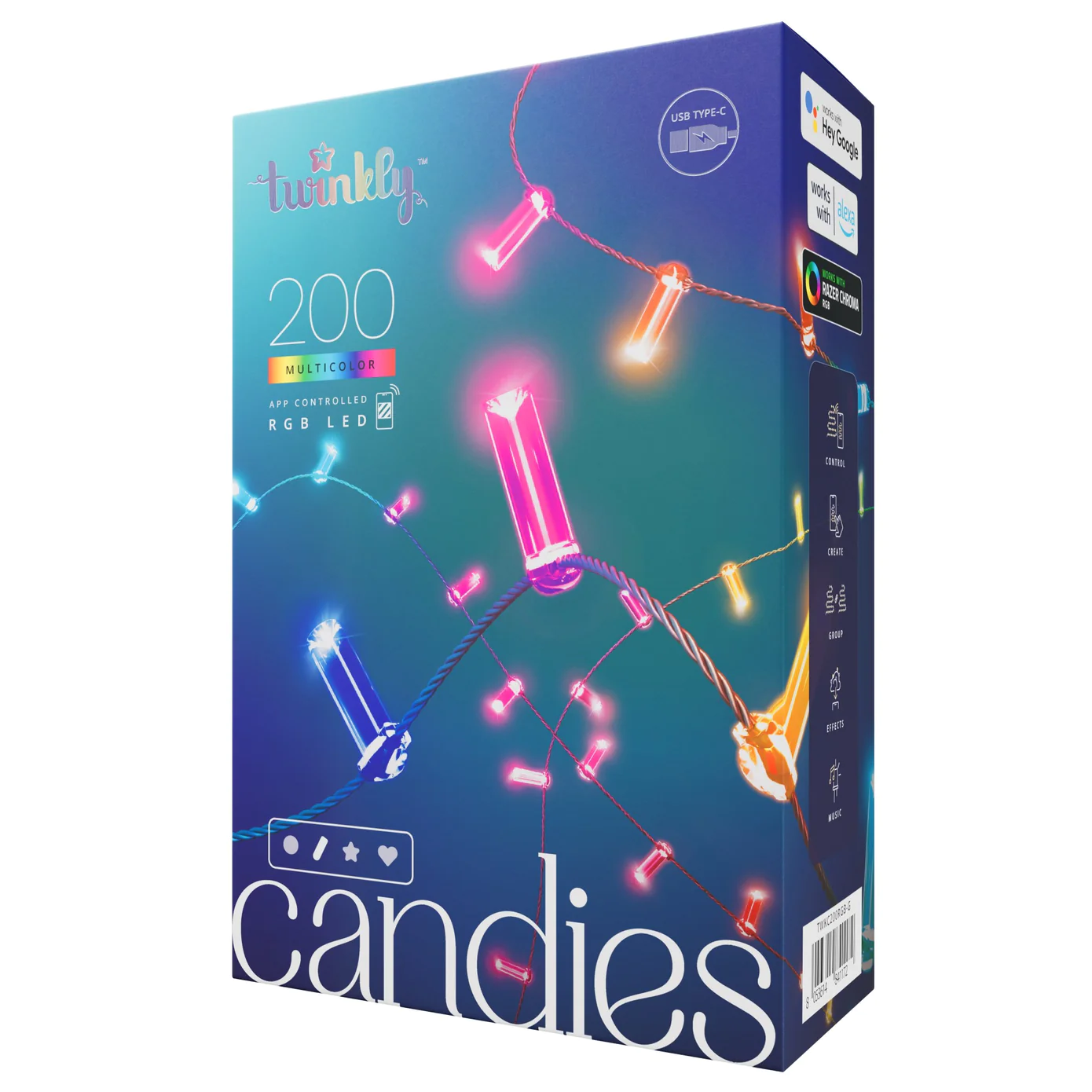 Twinkly Candies Candle slimme lichtsnoer RGB 200 lamps groen
